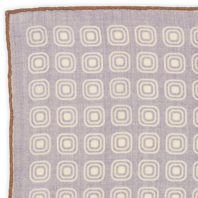 VANNUCCI Milano Handmade Purple Medallion Linen Pocket Square NEW 30cm x 30cm