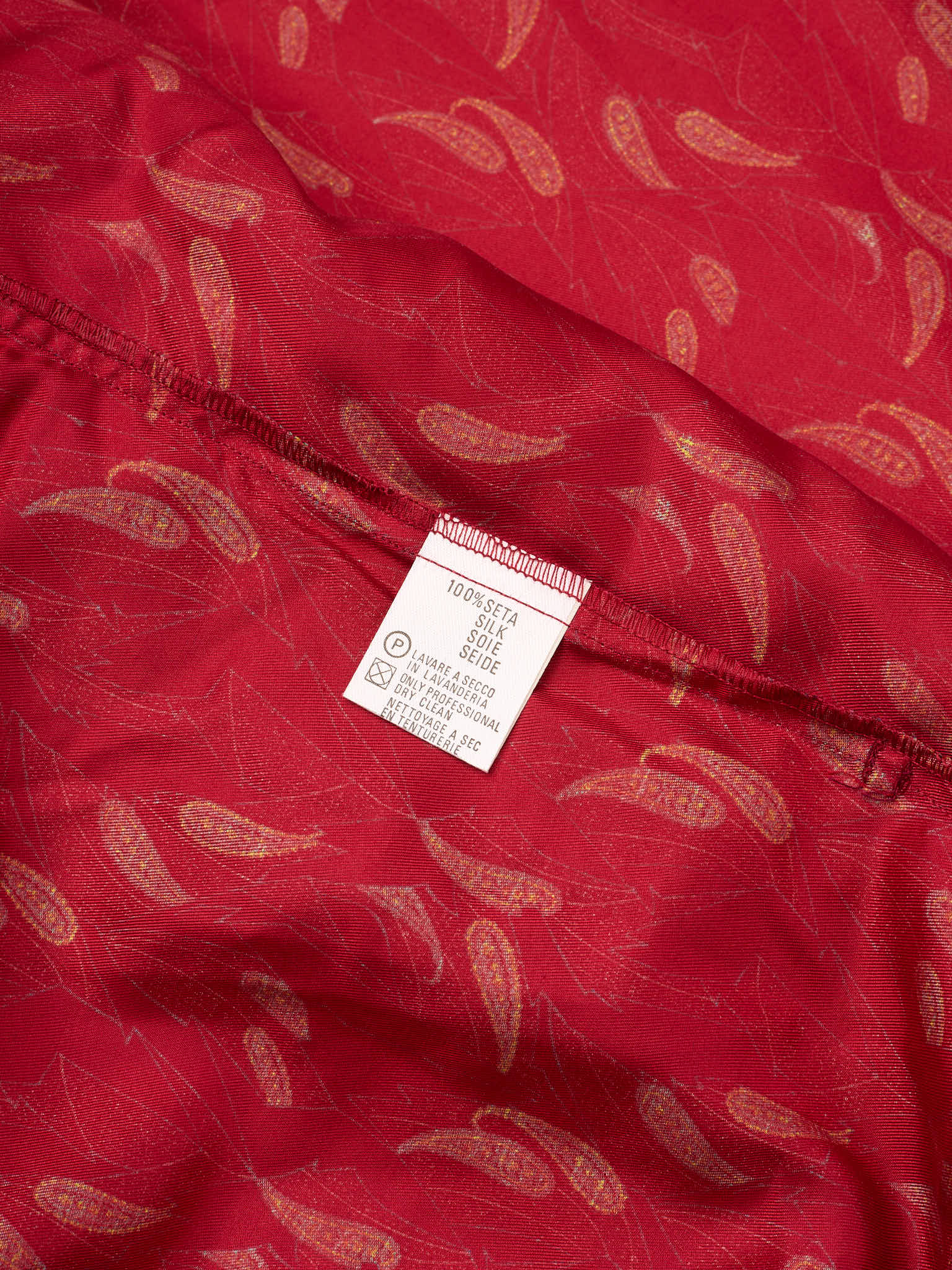 VANNUCCI Milano Luxury Red Paisley Silk Dressing Gown Robe NEW Vintage XL