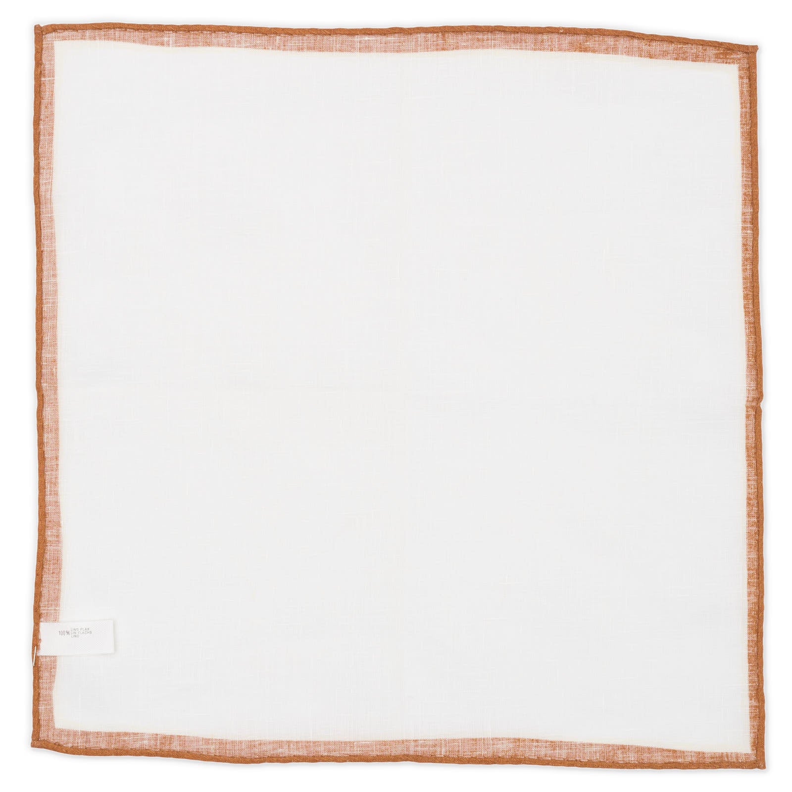 VANNUCCI Milano Handmade White-Brown Linen Pocket Square NEW 32cm x 32cm