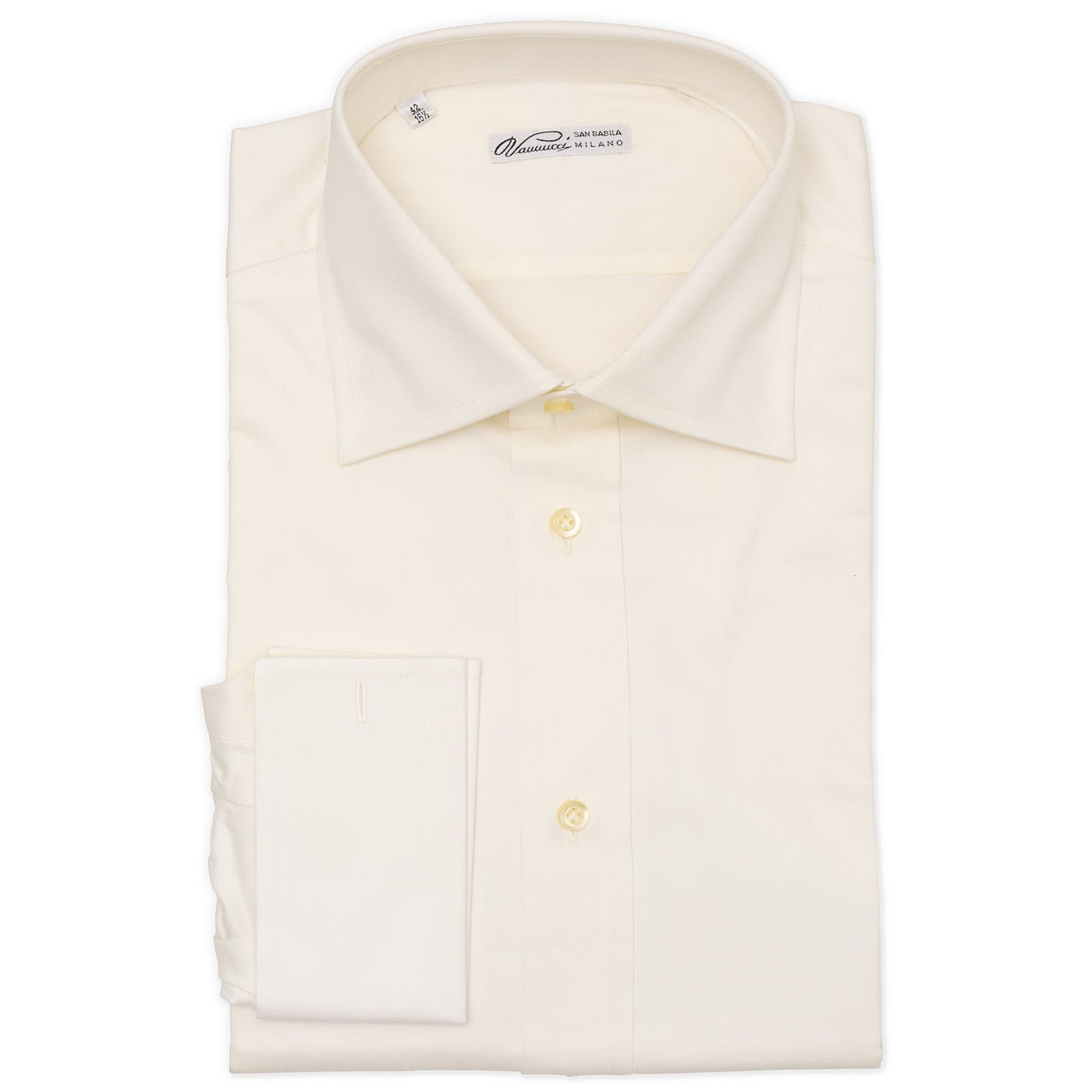 VANNUCCI Milano Ivory Twill Cotton French Cuff Dress Shirt NEW VANNUCCI Milano Ivory Twill Cotton French Cuff Dress Shirt NEW