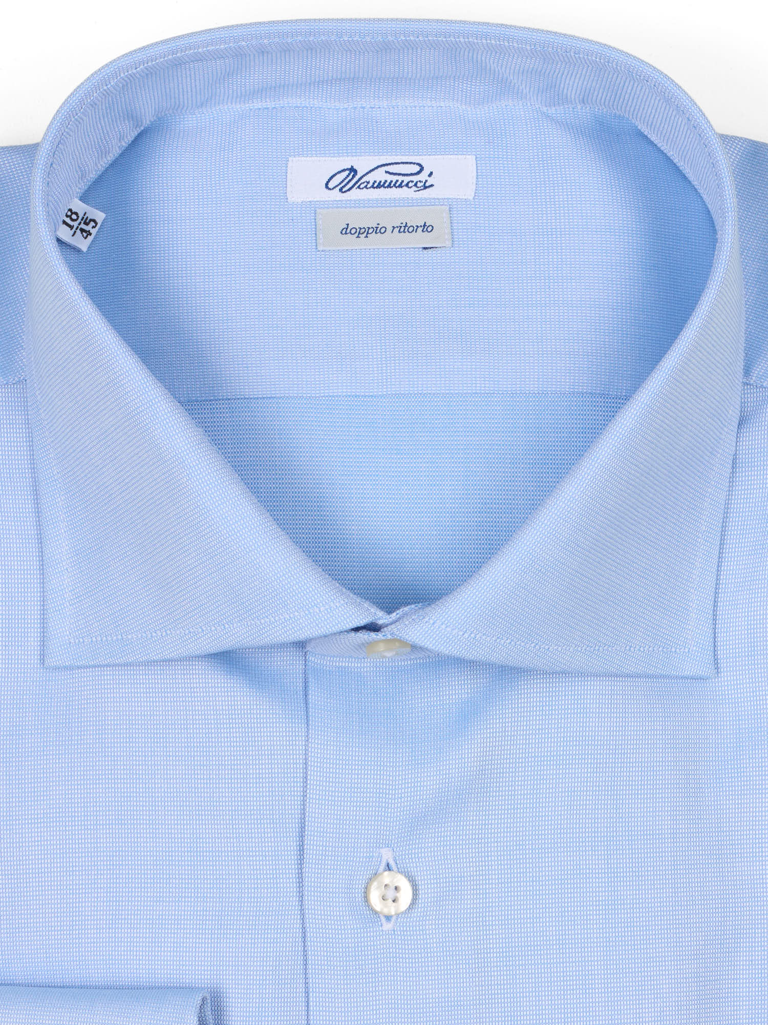 VANNUCCI Milano Light Blue Oxford Cotton French Cuff Dress Shirt