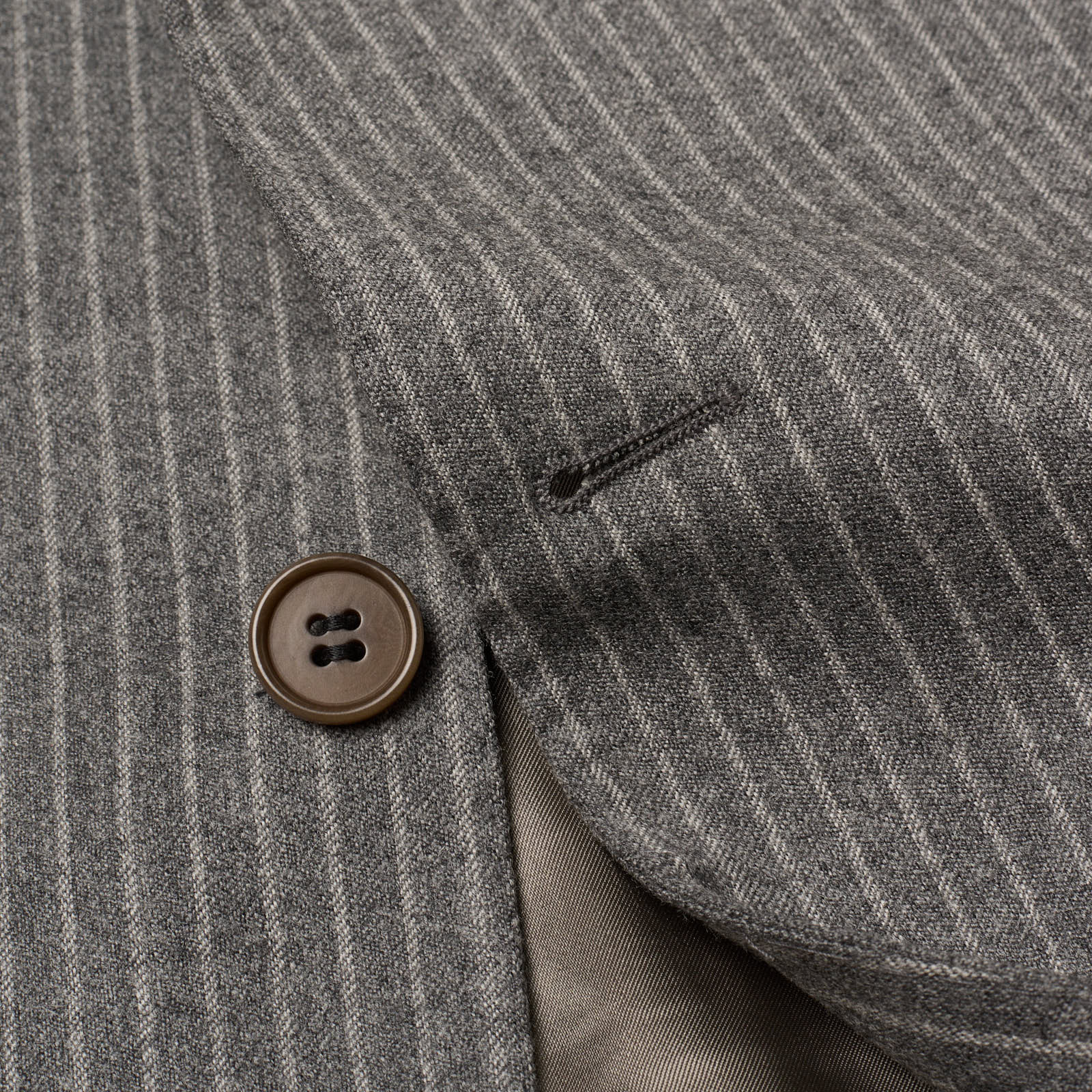 VANNUCCI Milano Gray Chalk Striped Flannel Suit EU 54 NEW US 44