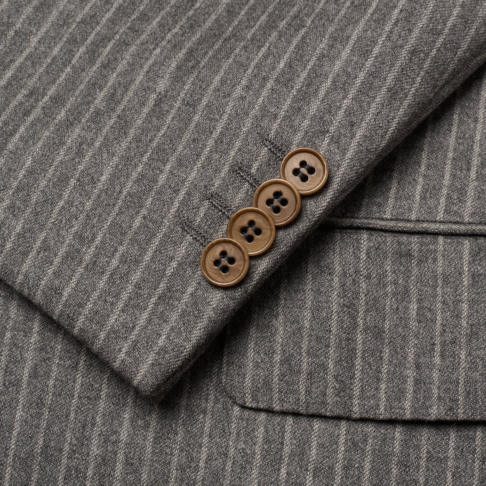 VANNUCCI Milano Gray Chalk Striped Flannel Suit EU 54 NEW US 44