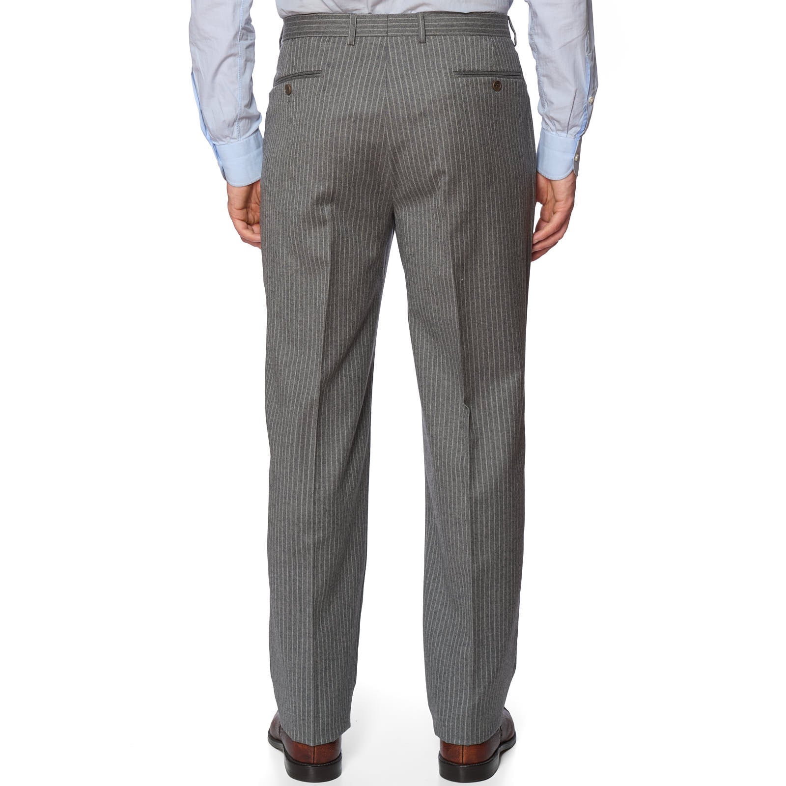 VANNUCCI Milano Gray Chalk Striped Flannel Suit EU 54 NEW US 44