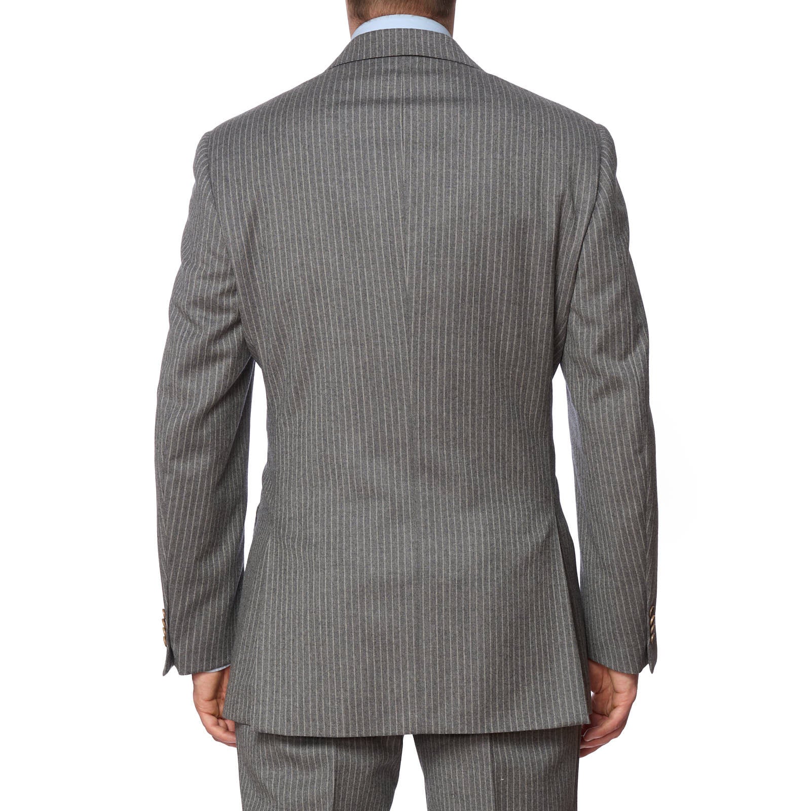VANNUCCI Milano Gray Chalk Striped Flannel Suit EU 54 NEW US 44