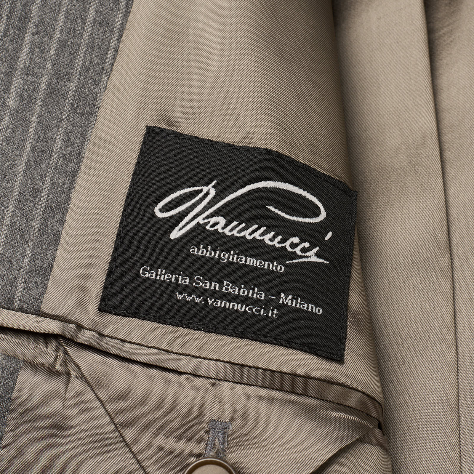 VANNUCCI Milano Gray Chalk Striped Flannel Suit EU 54 NEW US 44