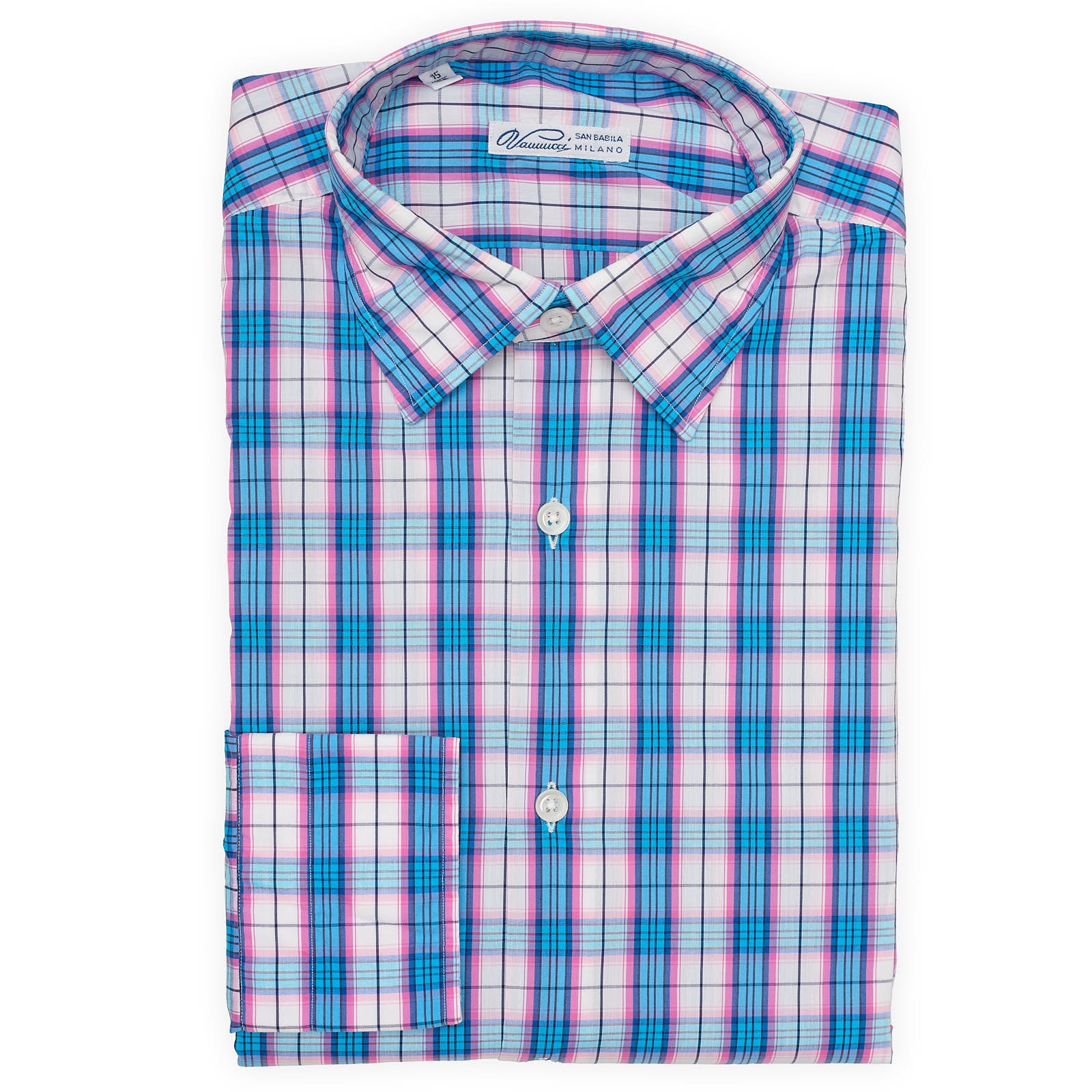 VANNUCCI Milano Multicolor Plaid Stretch Casual Shirt NEW