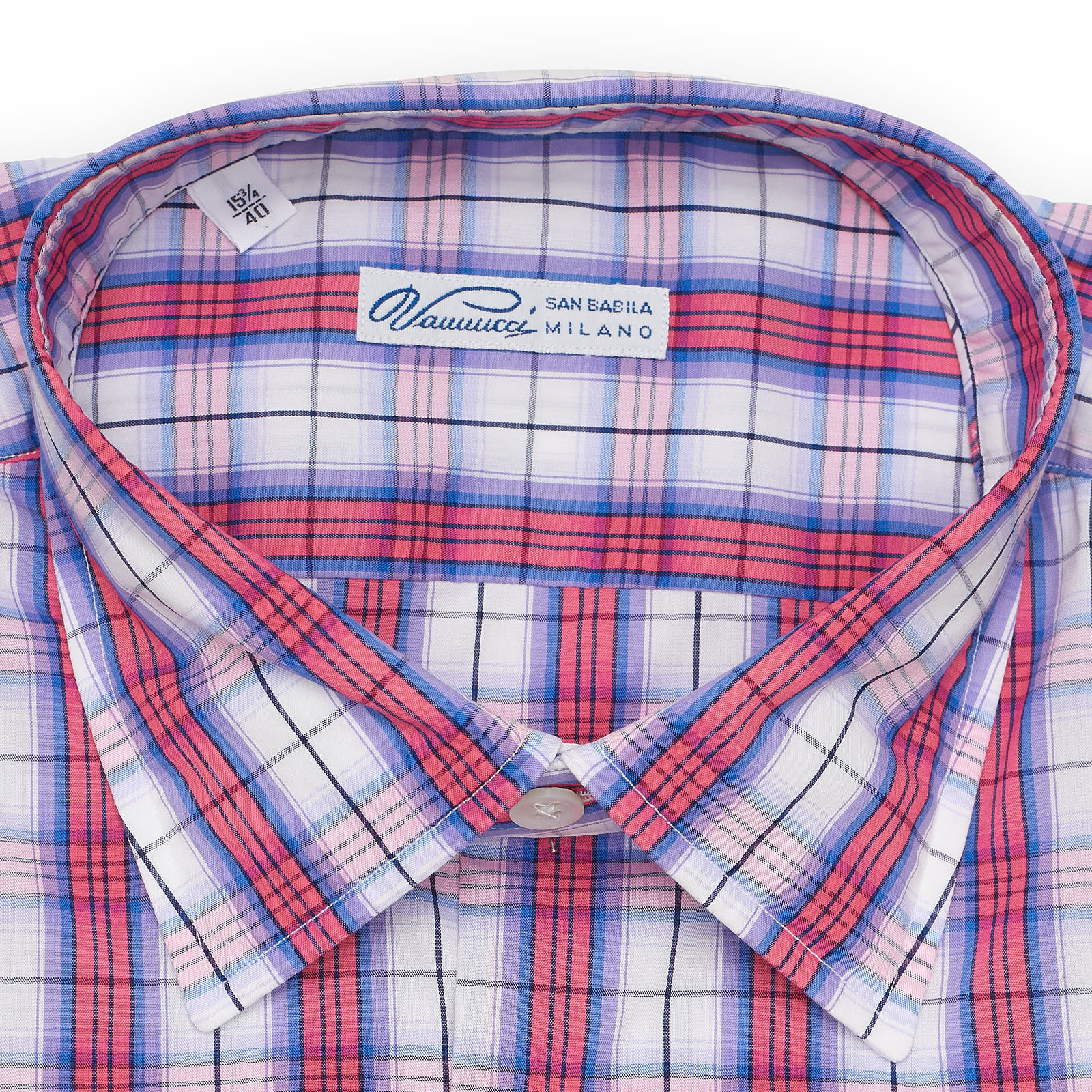 VANNUCCI Milano Multicolor Plaid Cotton-Polyamide-Elastane Dress Shirt NEW