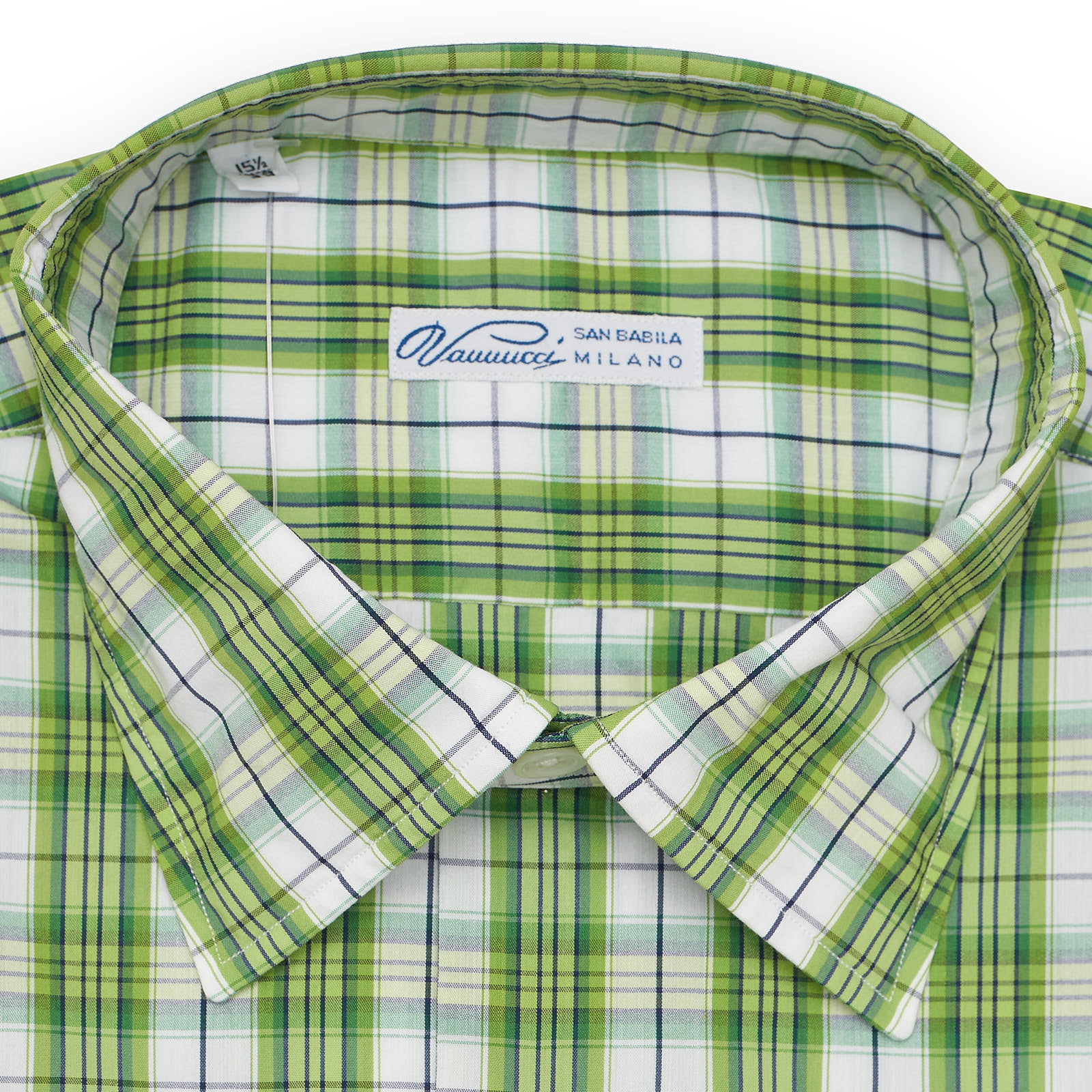 VANNUCCI Milano Multicolor Plaid Poplin Stretch Shirt NEW