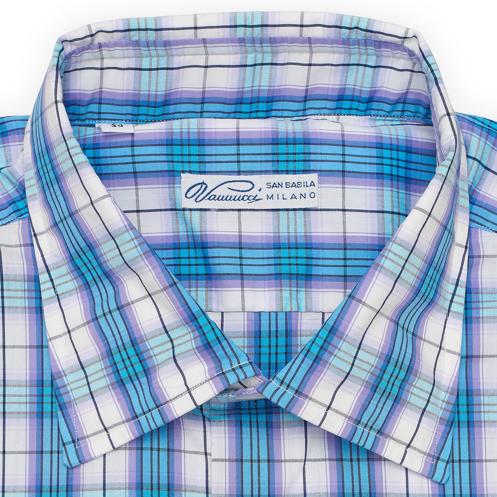 VANNUCCI Milano Multicolor Plaid Poplin Stretch Casual Shirt NEW