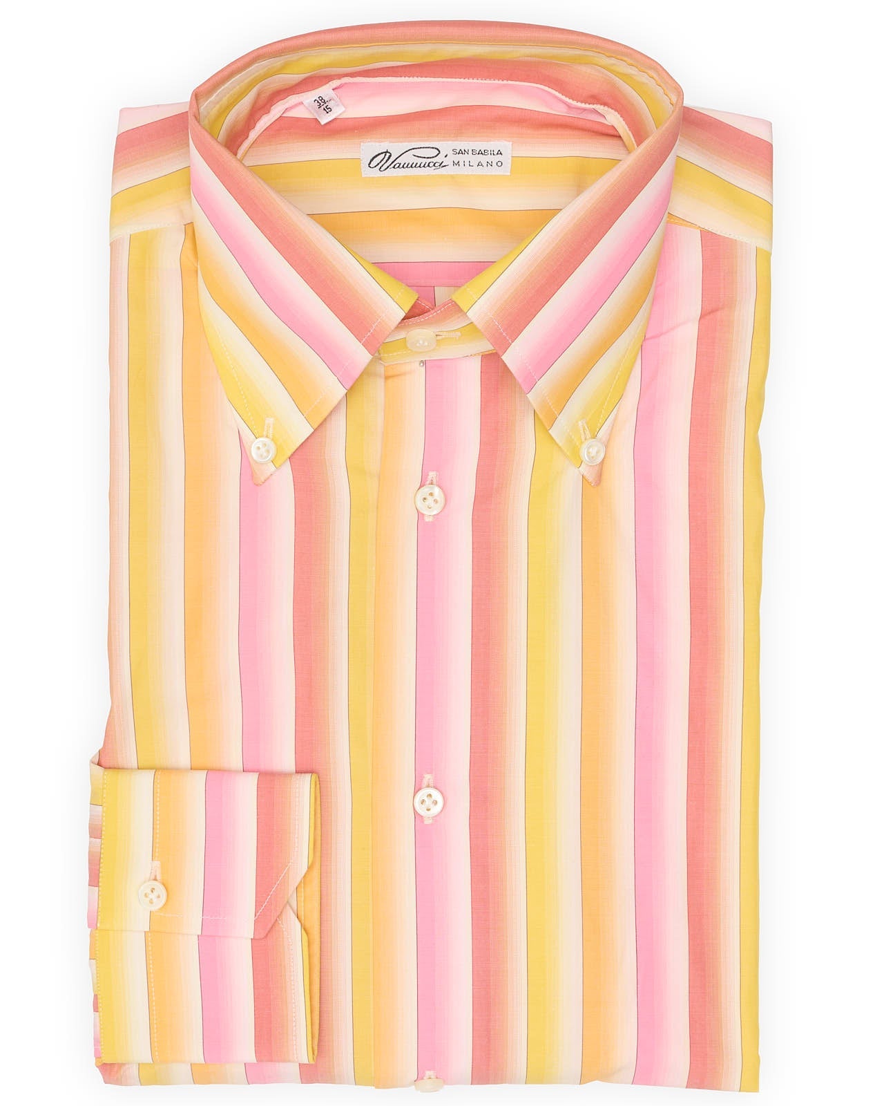 VANNUCCI Milano Multicolor Striped Button Down Dress Shirt EU 38 NEW US 15