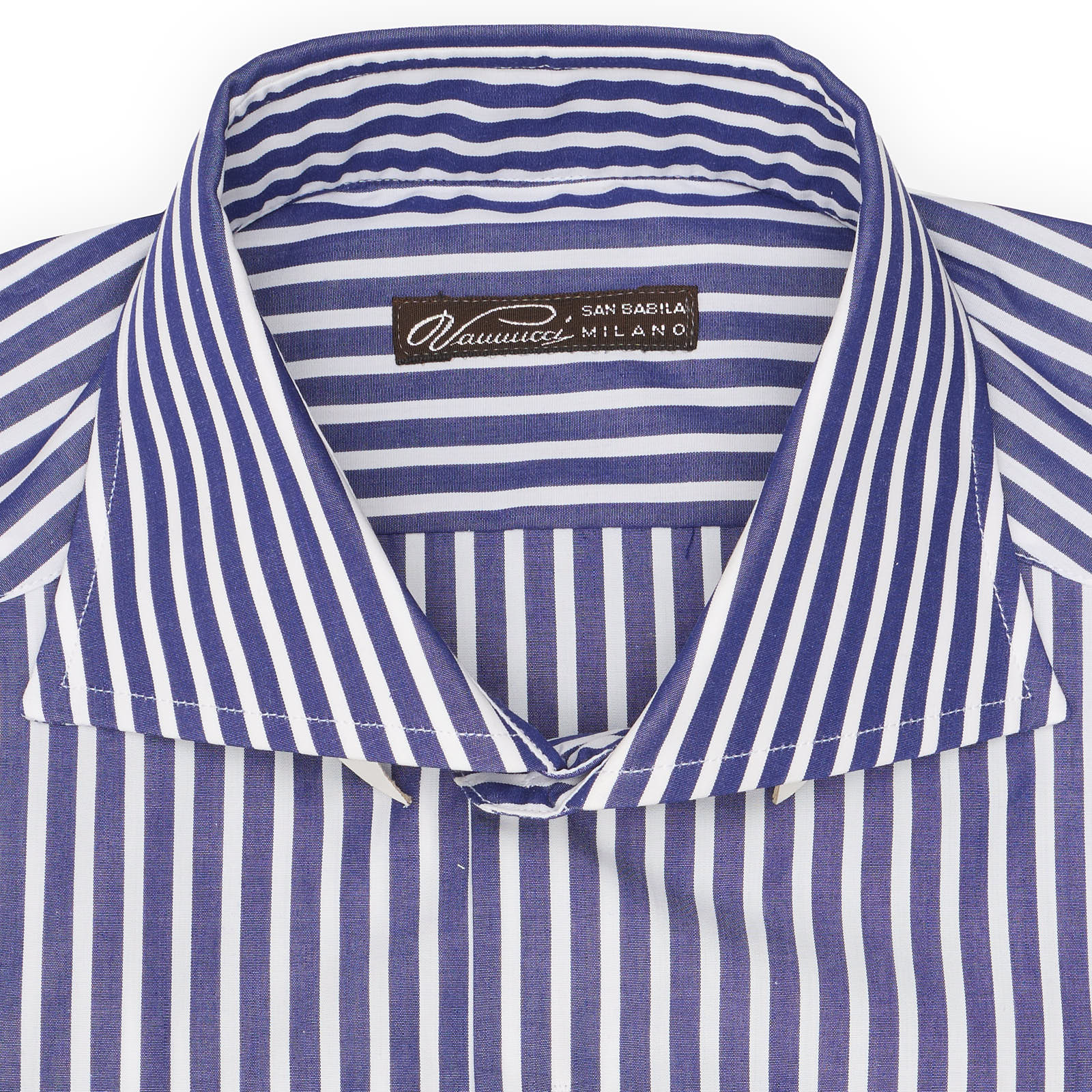 VANNUCCI Milano Navy Blue Madras Striped Cotton Dress Shirt EU 37 NEW US 14.5