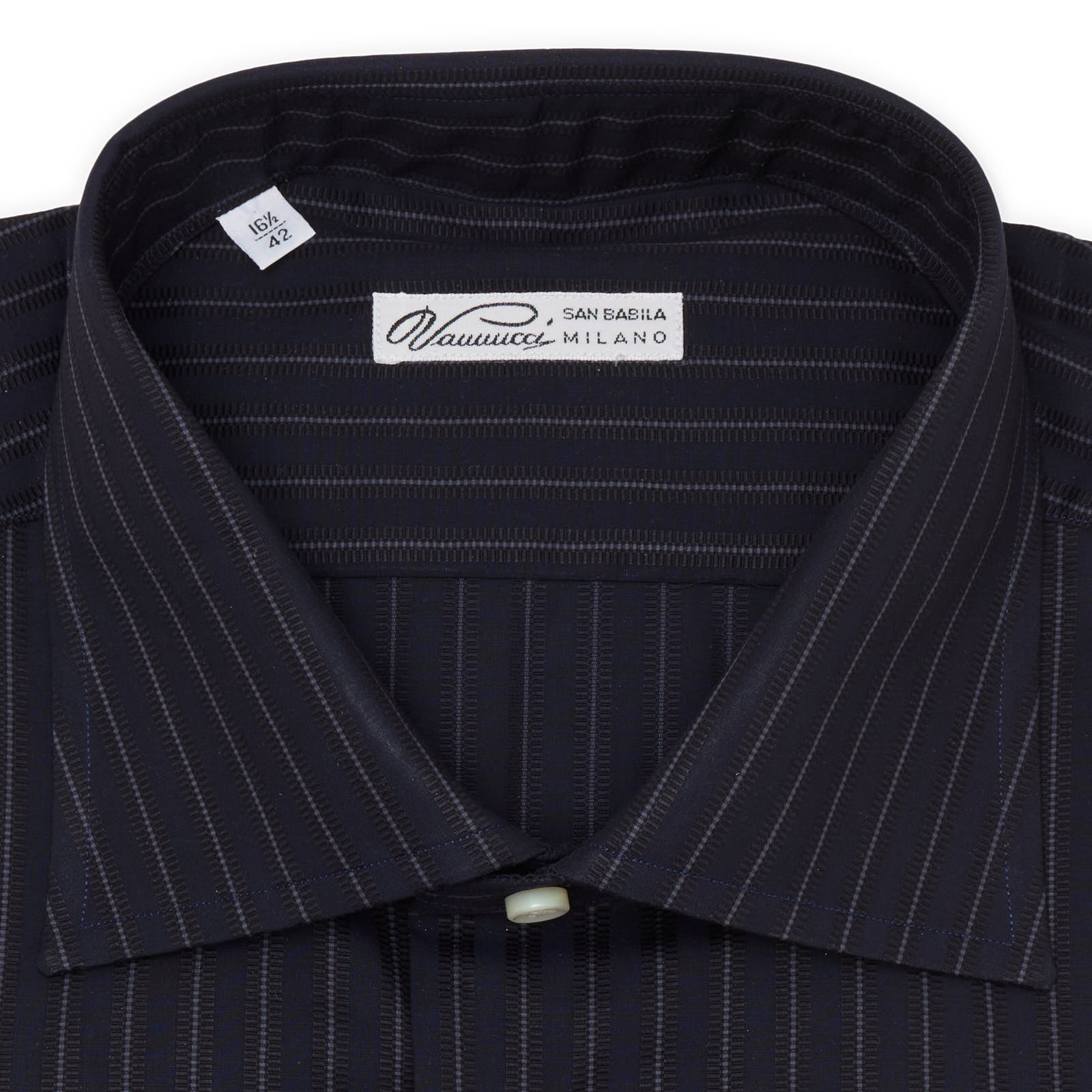 VANNUCCI Milano Navy Blue Striped Cotton Dress Shirt NEW 16.5