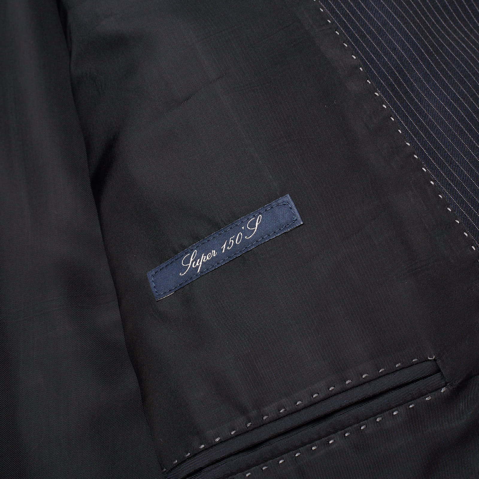 VANNUCCI Navy Blue Tasmanian Super 150's Pinstripe Suit EU 54 NEW US 44