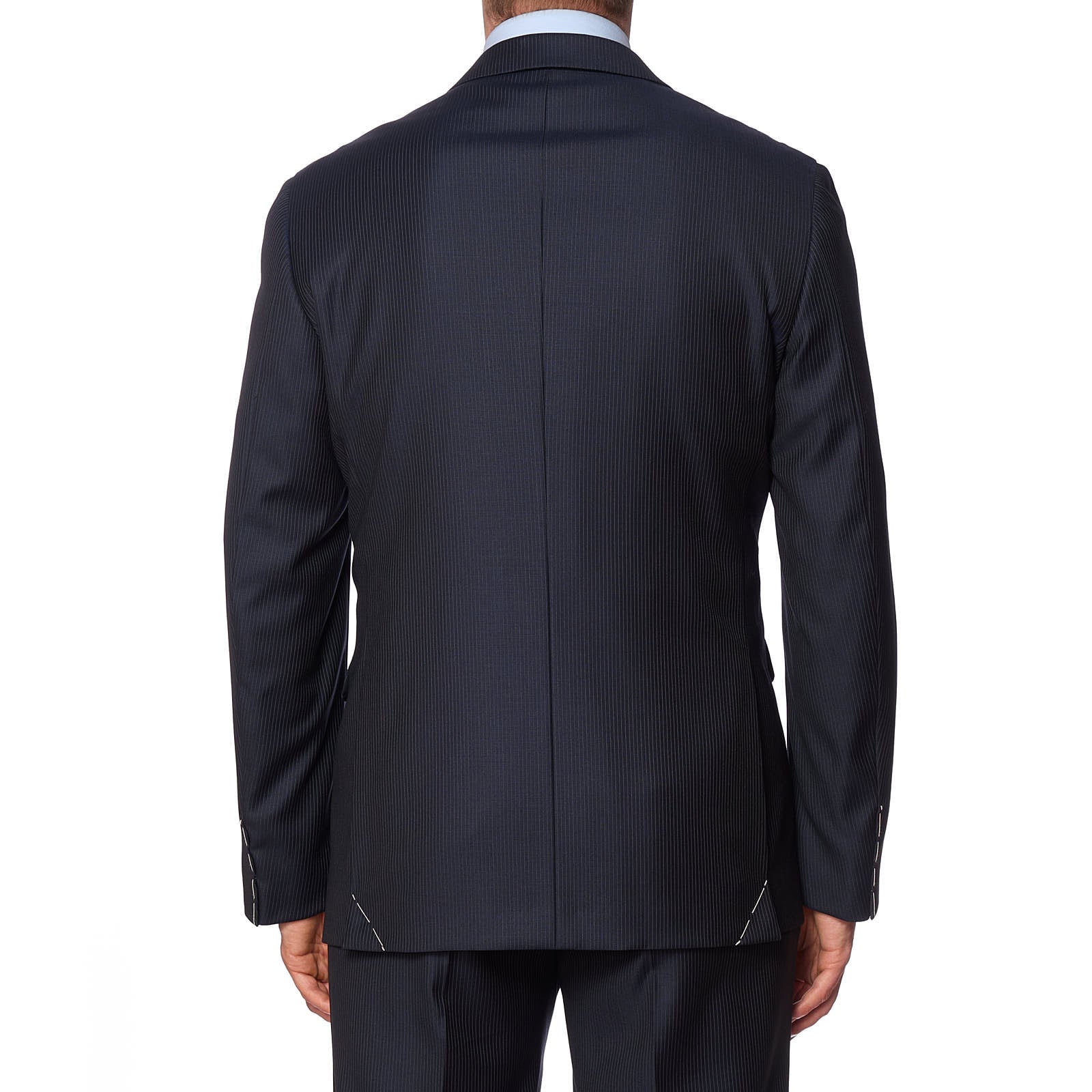VANNUCCI Navy Blue Tasmanian Super 150's Pinstripe Suit EU 54 NEW US 44