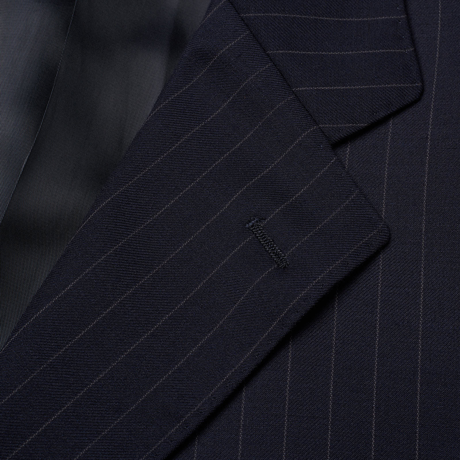 VANNUCCI Milano Navy Blue Chalk Striped Virgin Wool Suit EU 56 NEW US 46