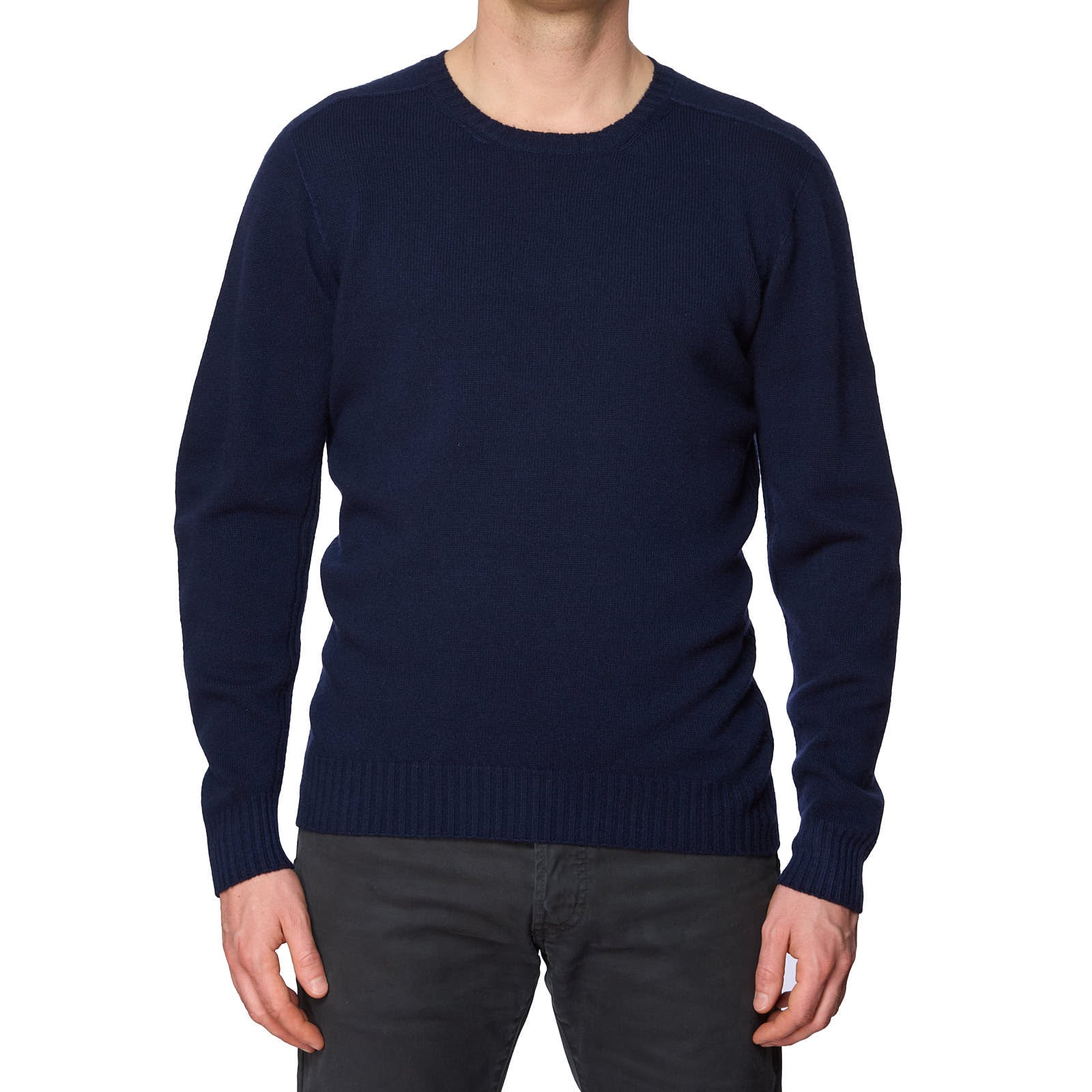VANNUCCI Milano Blue Wool-Cashmere Knit Crewneck Sweater EU 48 NEW US S