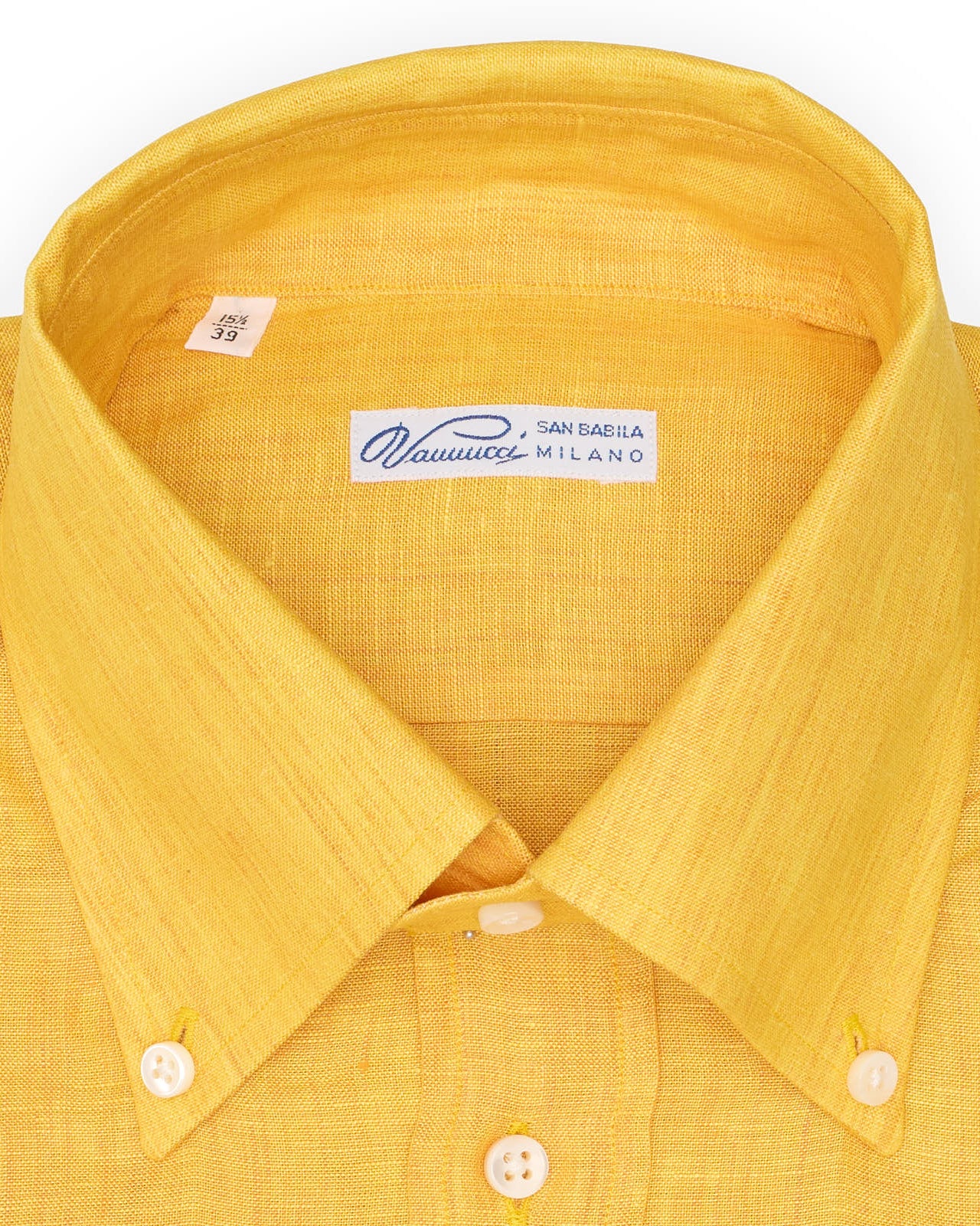VANNUCCI Milano Orange Melange Linen Casual Shirt EU 39 NEW US 15.5