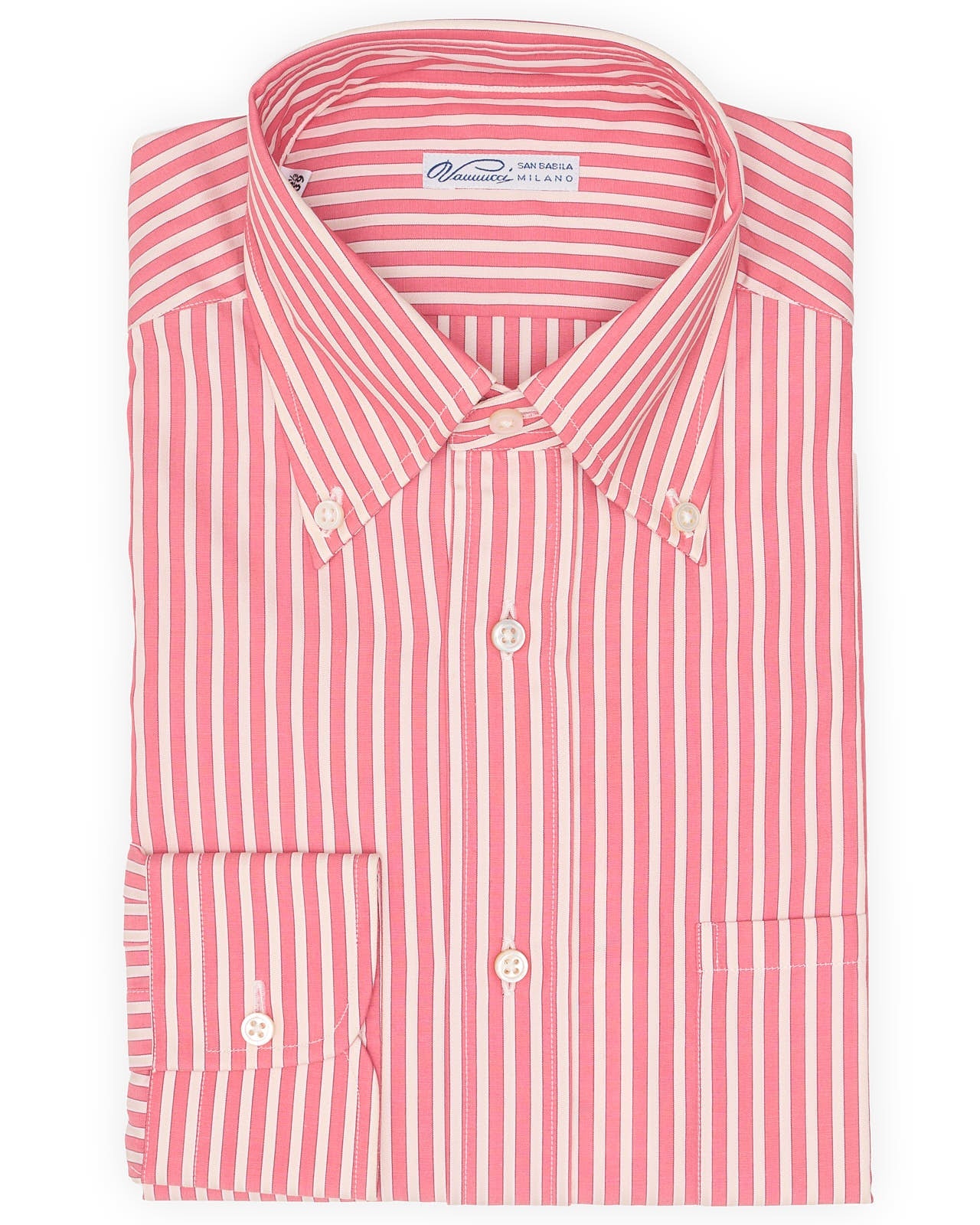 VANNUCCI Pink Striped Cotton Button Down Dress Shirt EU 39 New US 15.5