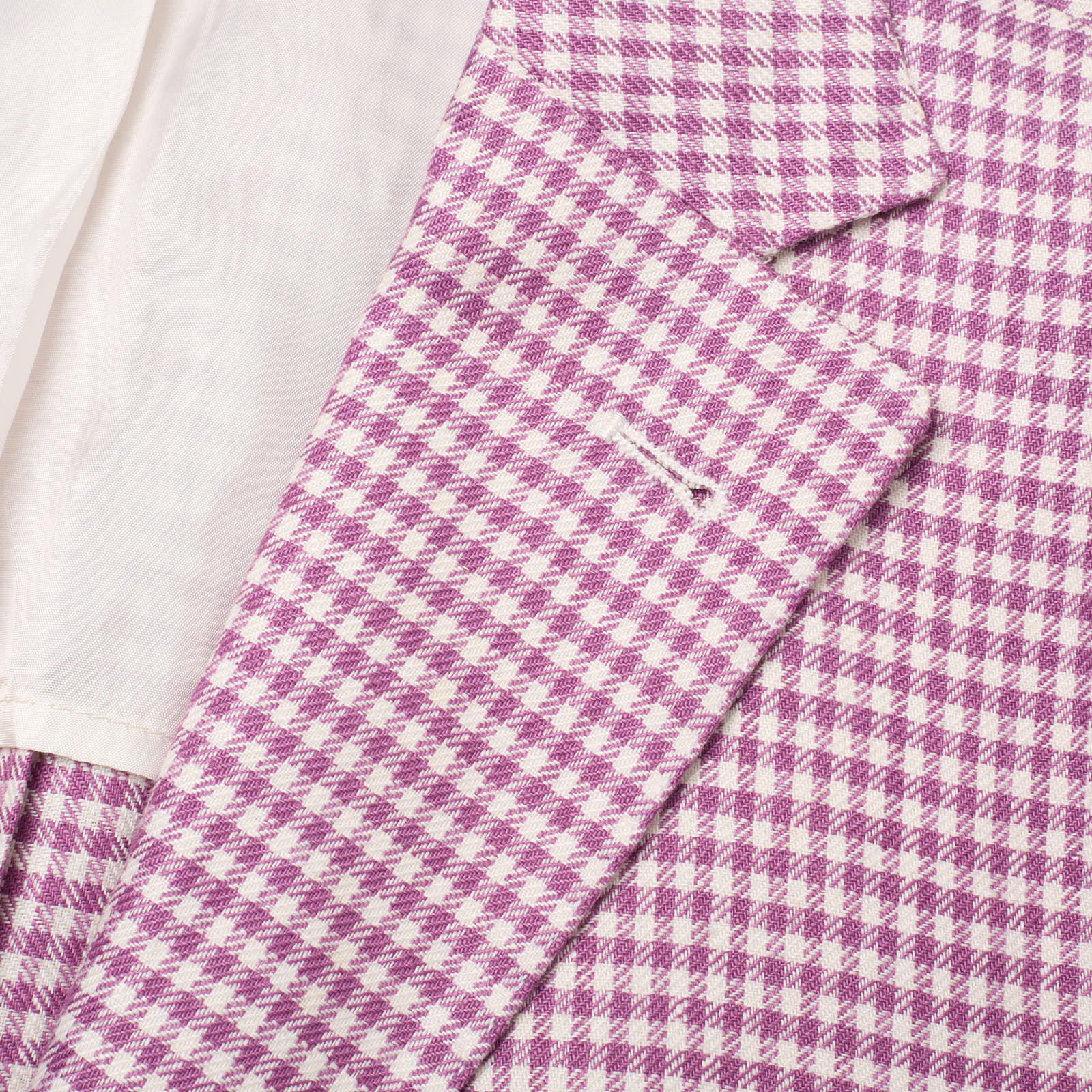 VANNUCCI Milano Purple-White Shepard's Check Linen Jacket EU 46 NEW US 36