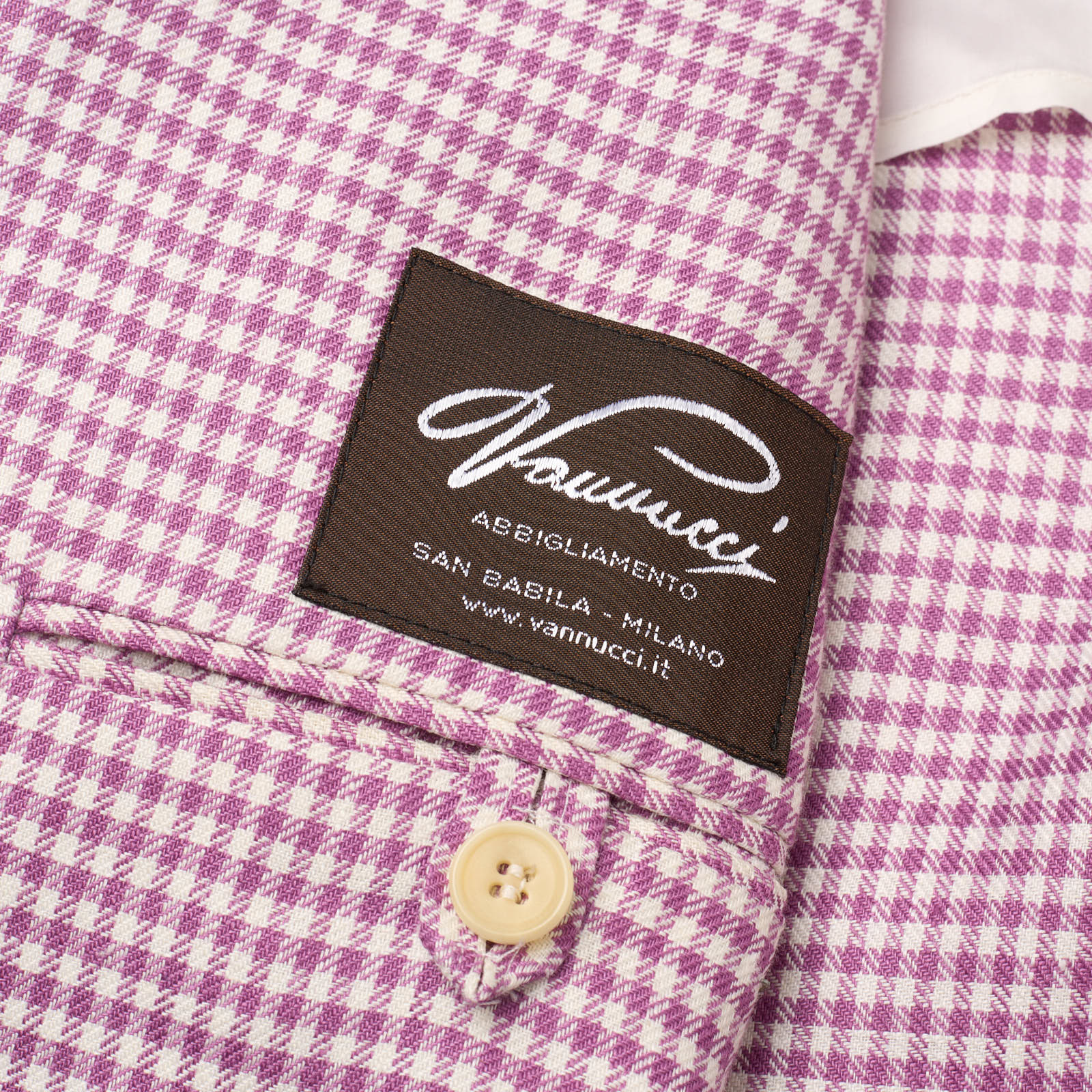 VANNUCCI Milano Purple-White Shepard's Check Linen Jacket EU 46 NEW US 36
