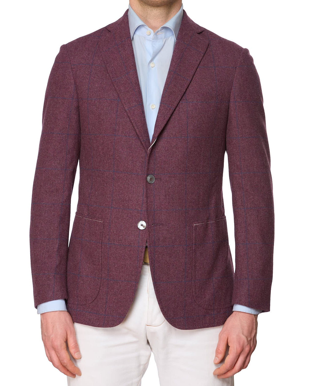 VANNUCCI Purple Windowpane Wool-Cashmere Jacket EU 48 NEW US 38