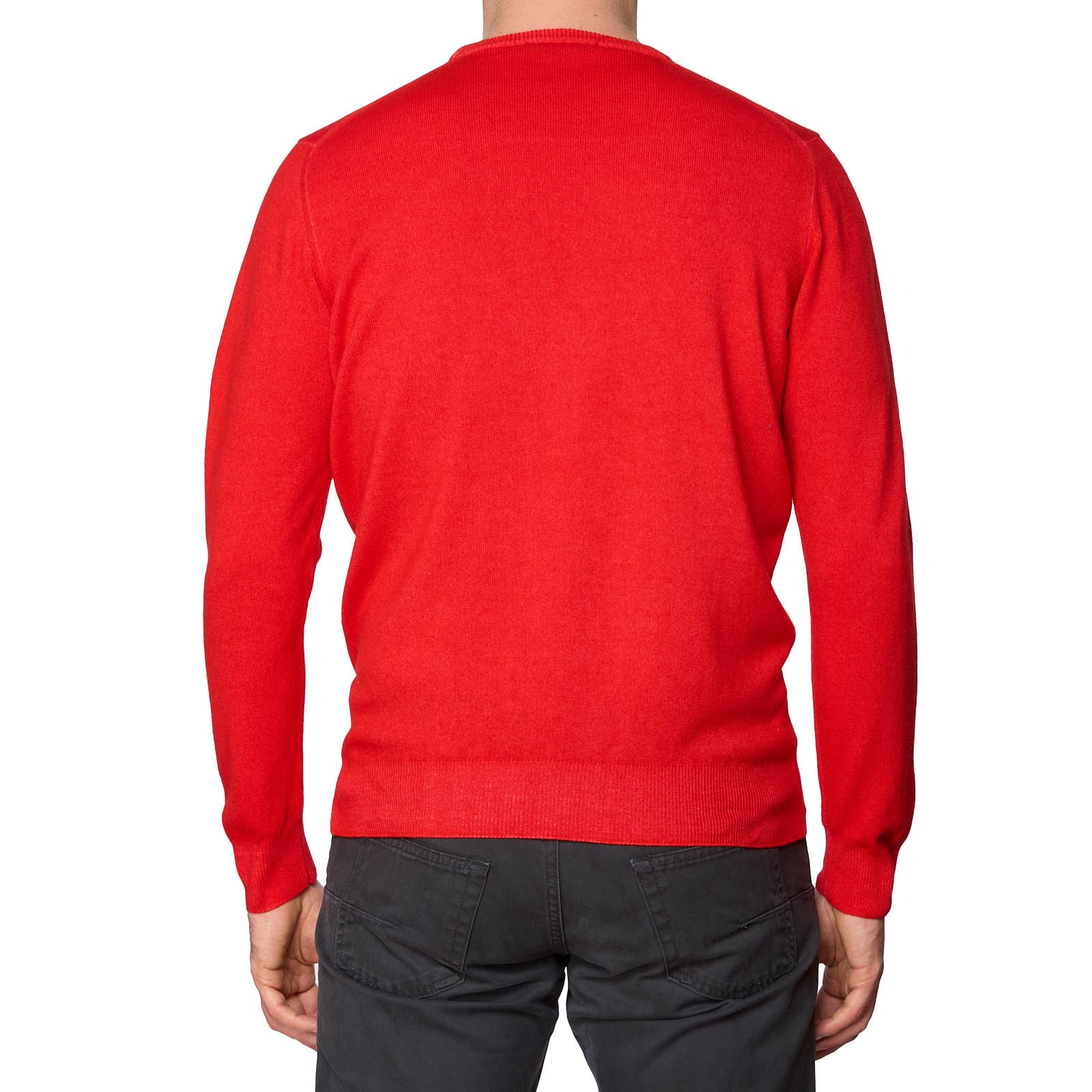 VANNUCCI Milano Red Cashmere Knit Crewneck Sweater EU 50 NEW US M