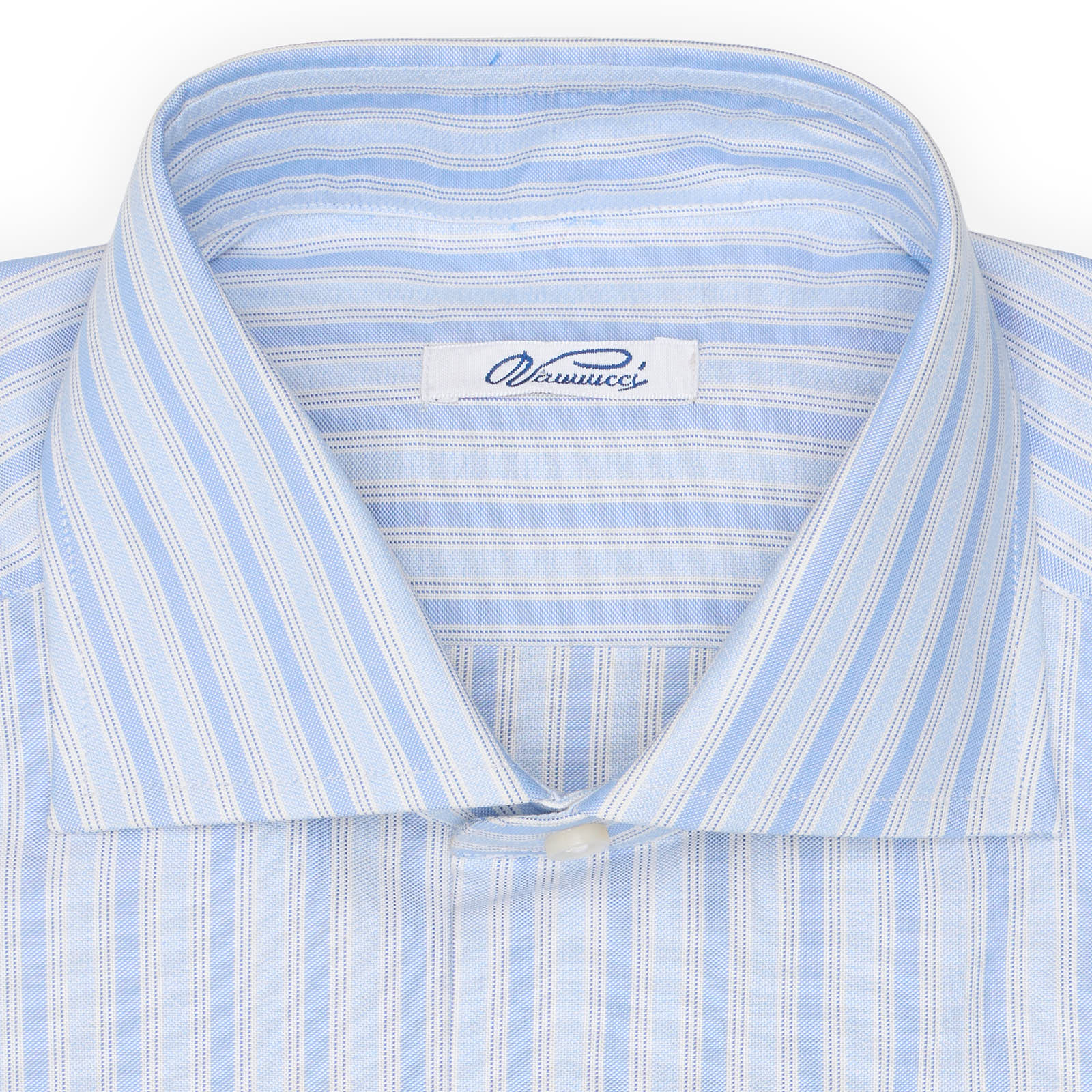 VANNUCCI Milano Sky Blue Striped Broadcloth Cotton Dress Shirt EU 38 NEW US 15