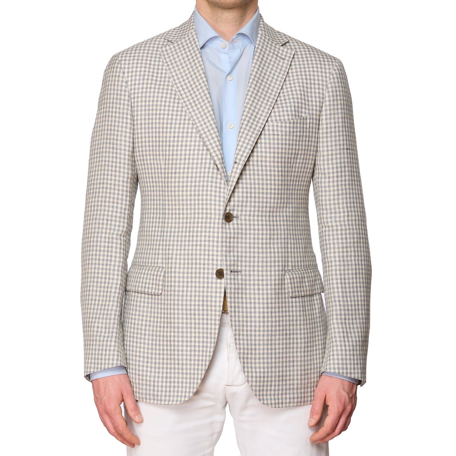 VANUCCI Milano White-Gray Loro Piana Linen-Silk Jacket EU 52 NEW US 42