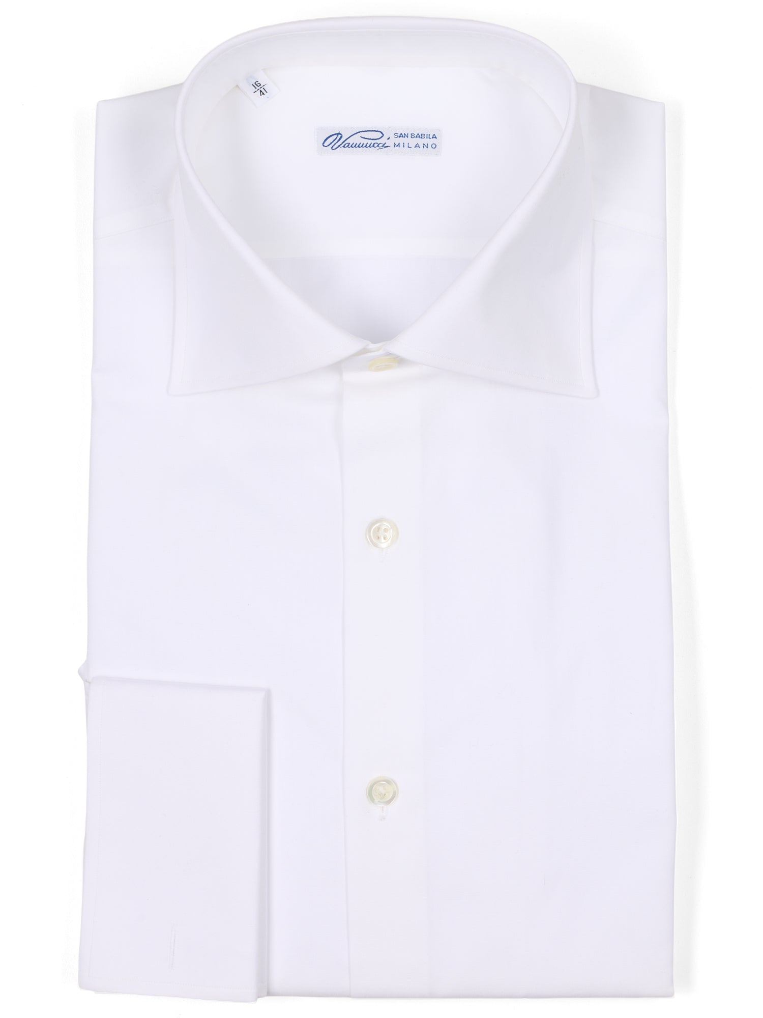 VANNUCCI Milano White Cotton French Cuff Dress Shirt