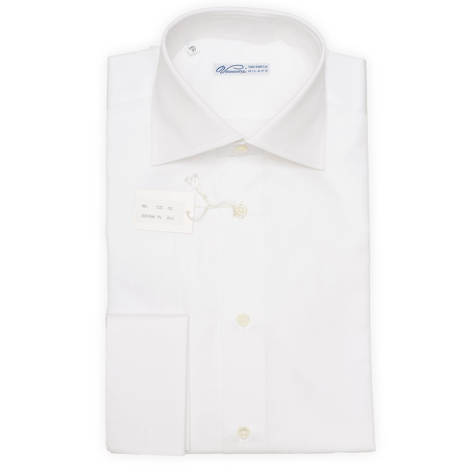 VANNUCCI Milano White Cotton French Cuff Dress Shirt EU 37 New US 14.5 VANNUCCI Milano White Cotton French Cuff Dress Shirt EU 37 New US 14.5