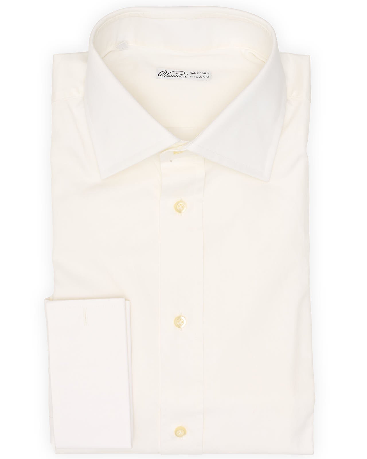 VANNUCCI White Pinpoint Oxford Cotton French Cuff Dress Shirt US 15 NEW EU 38