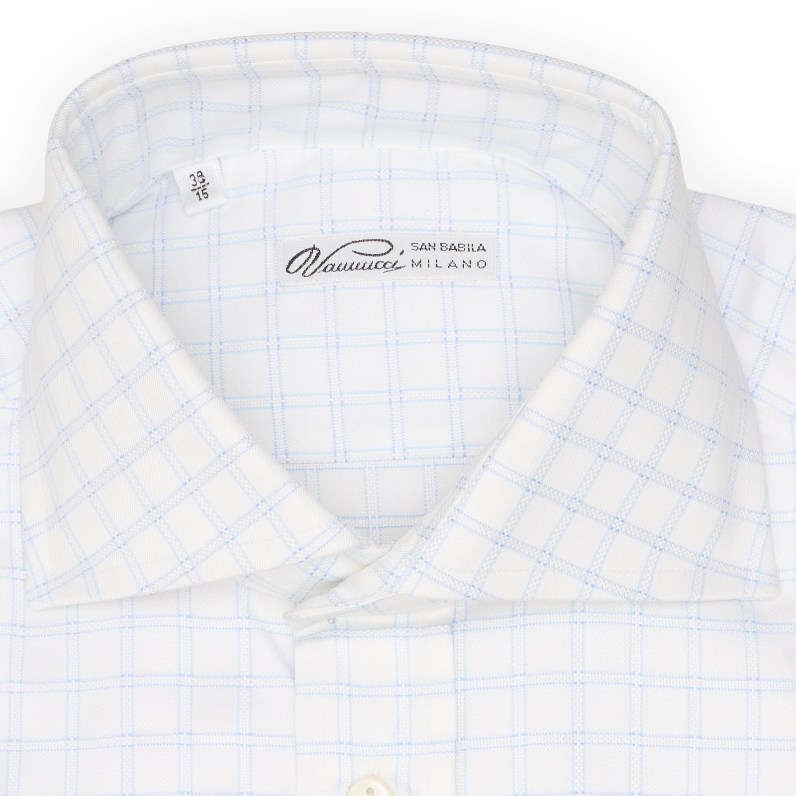 VANNUCCI Milano White Plaid Cotton Dress Shirt EU 38 NEW US 15