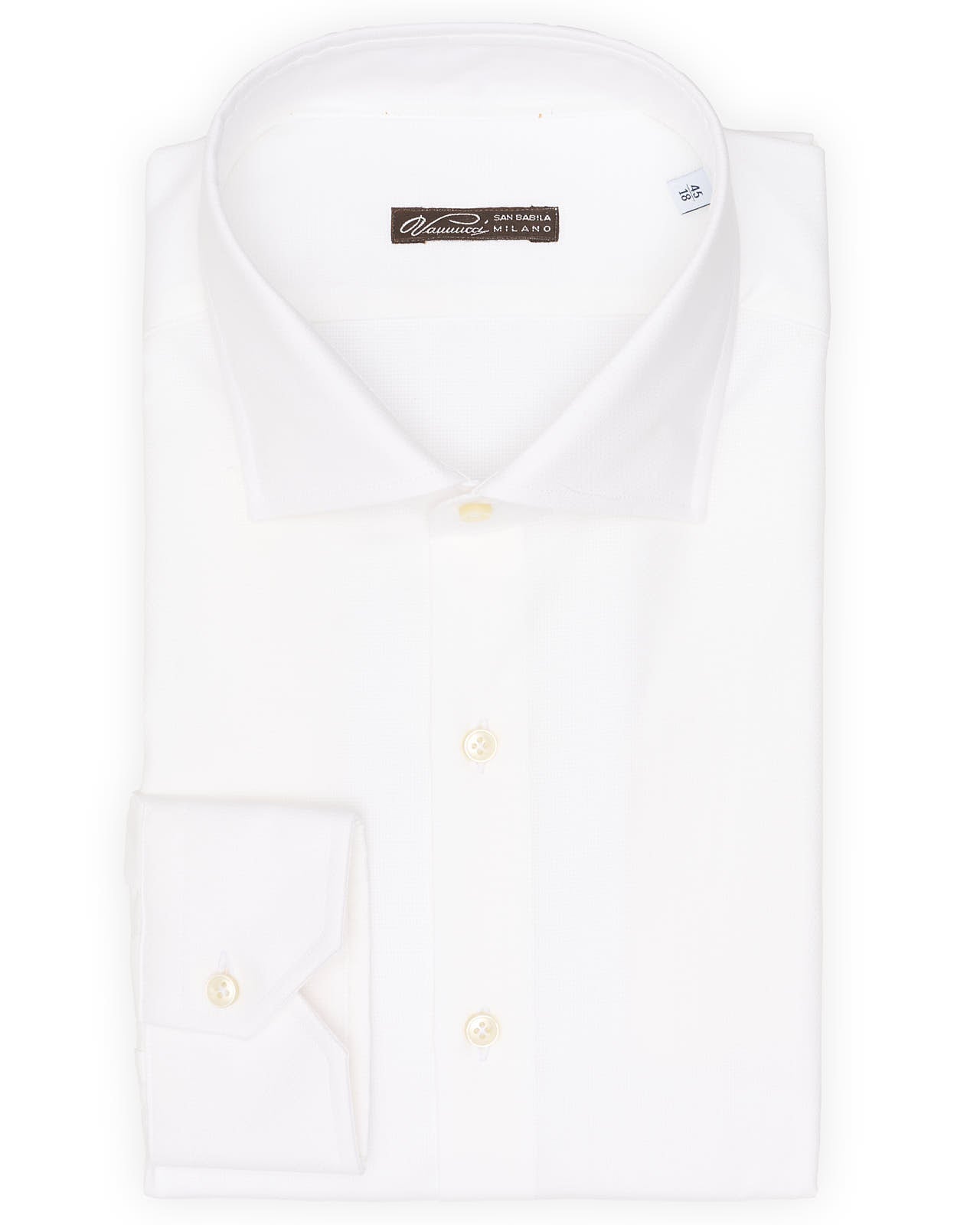 VANNUCCI Milano White Royal Oxford Cotton Dress Shirt EU 45 NEW US 18