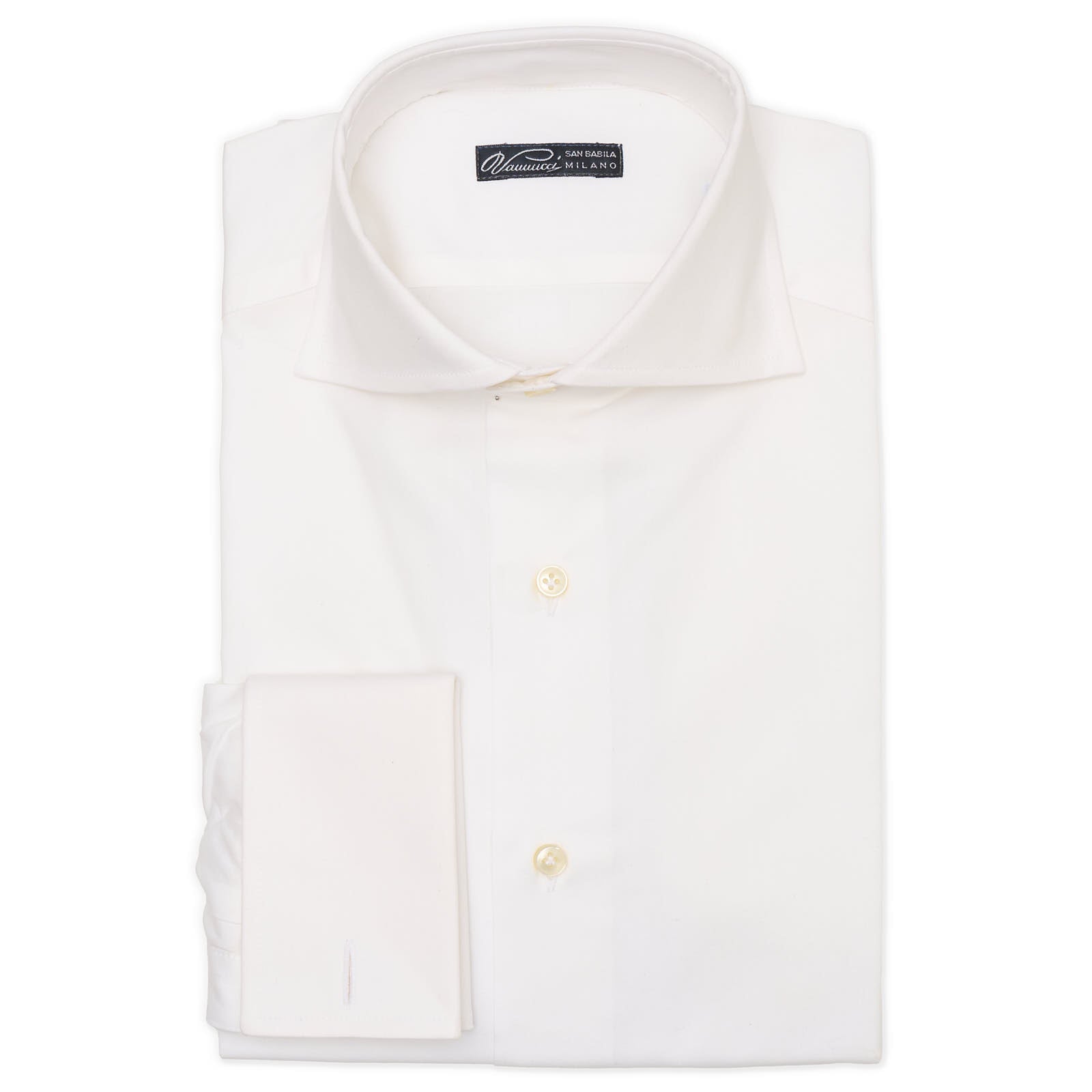 VANNUCCI Milano White Cotton French Cuff Dress Shirt EU 37 New US 14.5