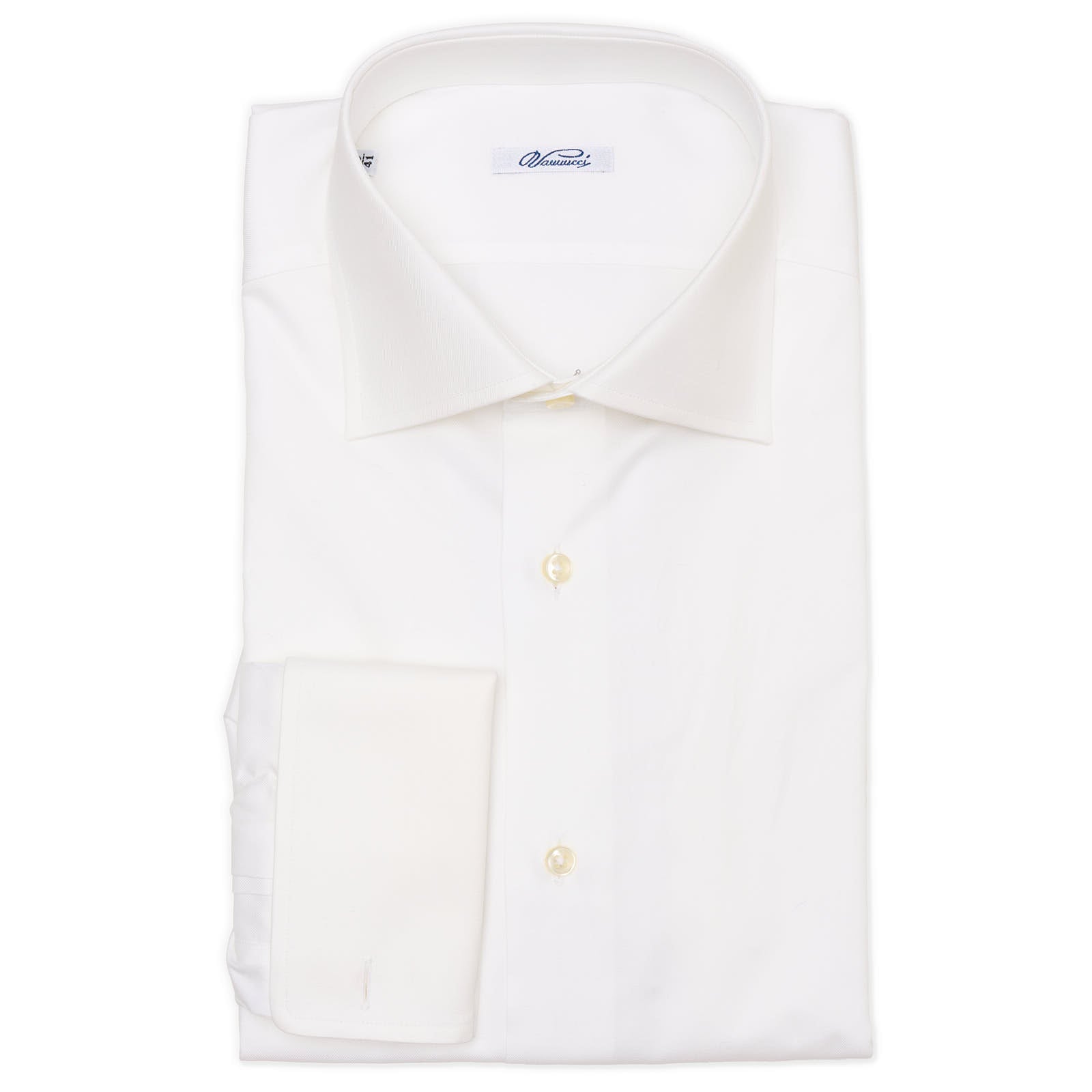 VANNUCCI Milano White Micro Cotton French Cuff Dress Shirt NEW