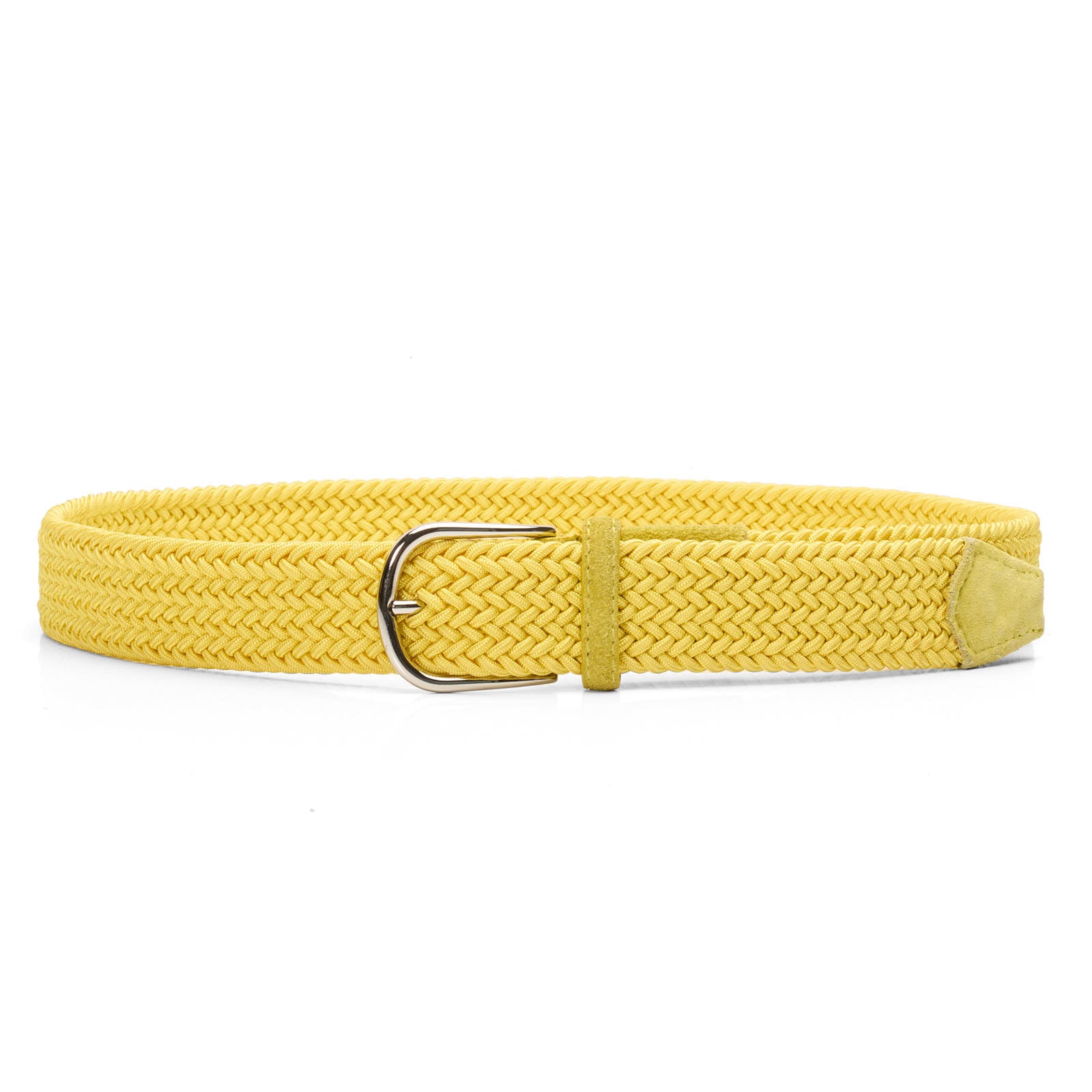PAOLO VITALE for VANNUCCI Milano Yellow Stretch Woven Braided Belt 100cm NEW 46"
