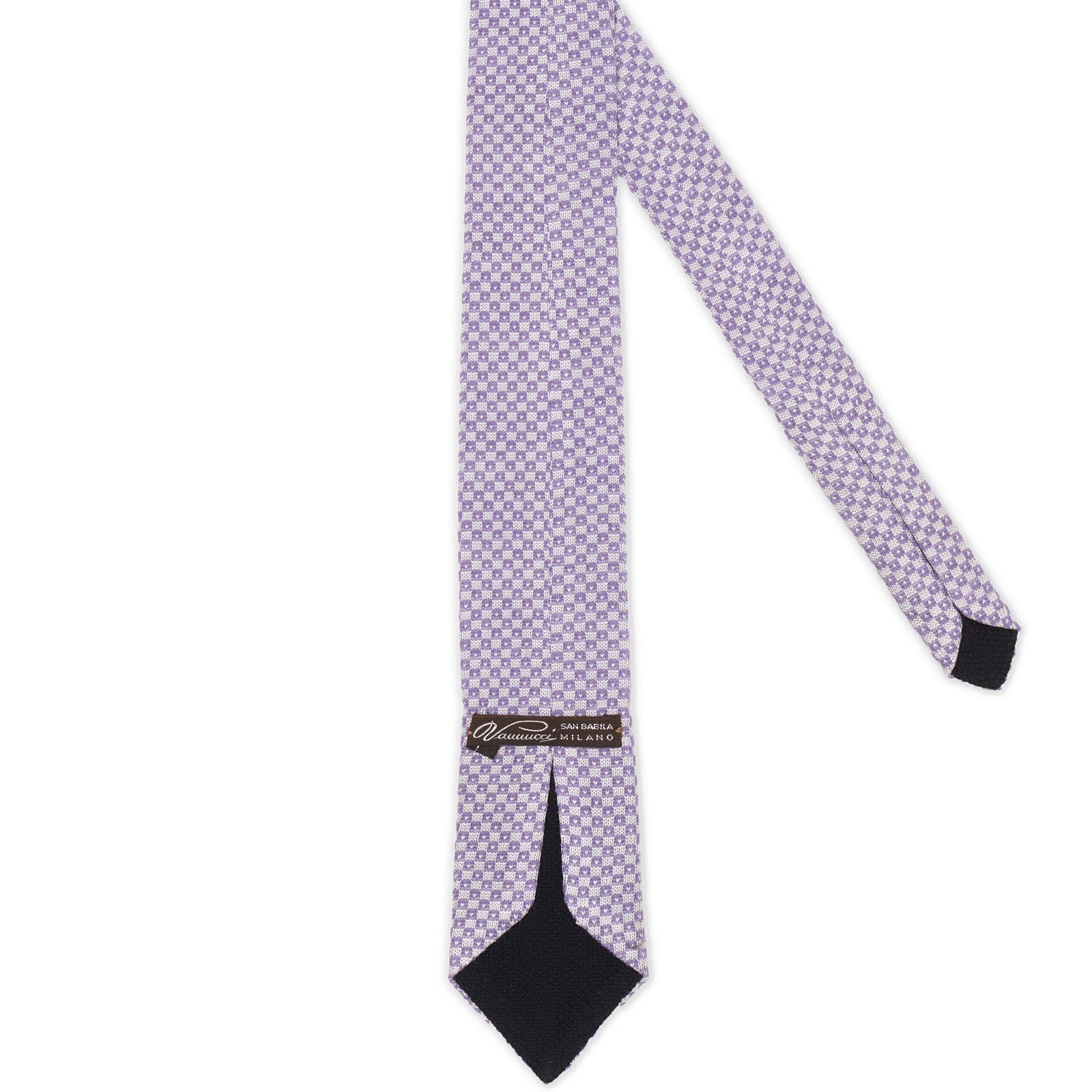 VANNUCCI Purple and White Geometric Wool Tie NEW