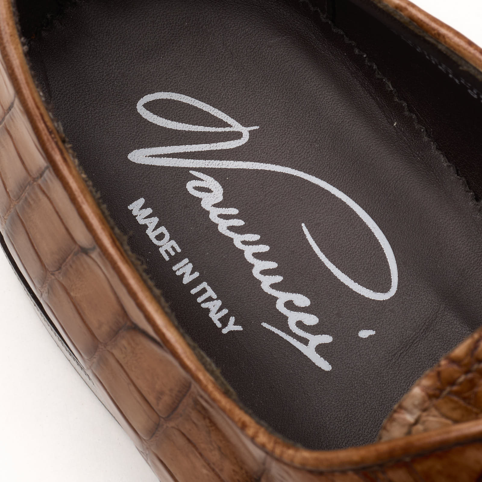 VANNUCCI Cognac Genuine Crocodile Leather 4 Eyelet Oxford Dress Shoes EU 45 US 11.5