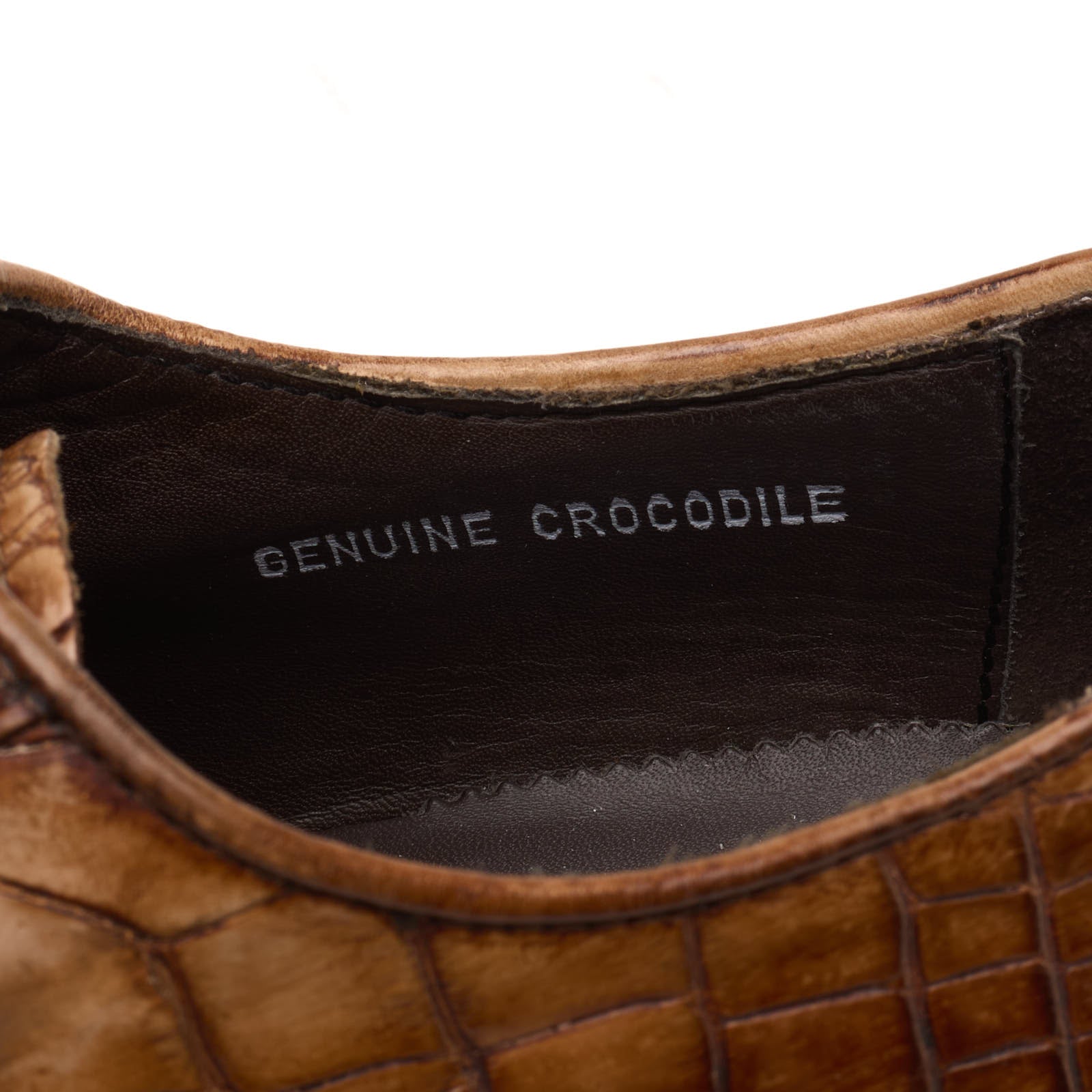 VANNUCCI Cognac Genuine Crocodile Leather 4 Eyelet Oxford Dress Shoes