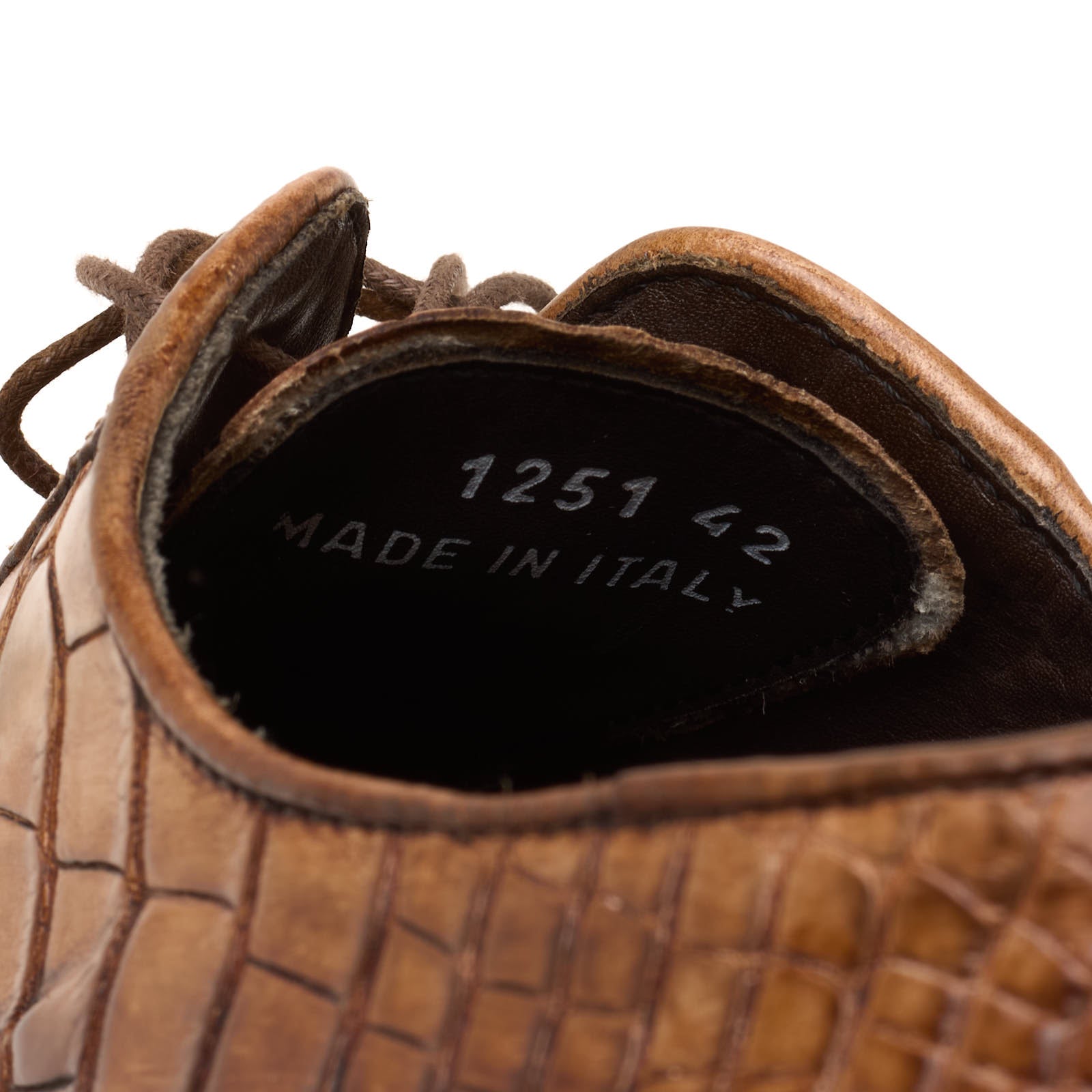 VANNUCCI Cognac Genuine Crocodile Leather 4 Eyelet Oxford Dress Shoes EU 45 US 11.5