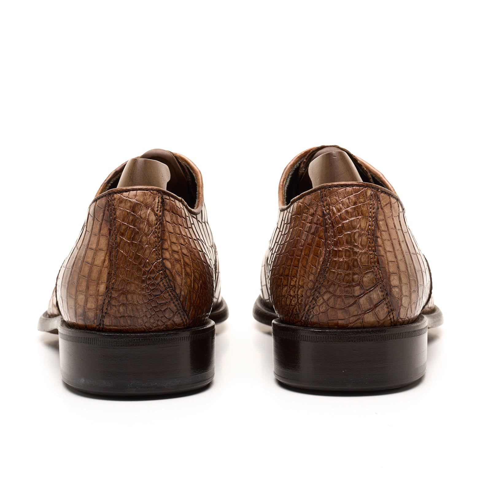 VANNUCCI Cognac Genuine Crocodile Leather 4 Eyelet Oxford Dress Shoes EU 45 US 11.5