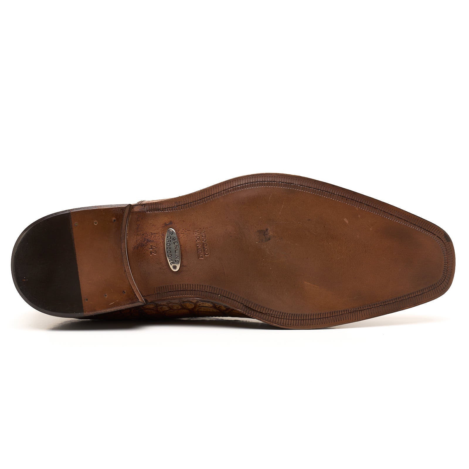 VANNUCCI Cognac Genuine Crocodile Leather 4 Eyelet Oxford Dress Shoes EU 45 US 11.5