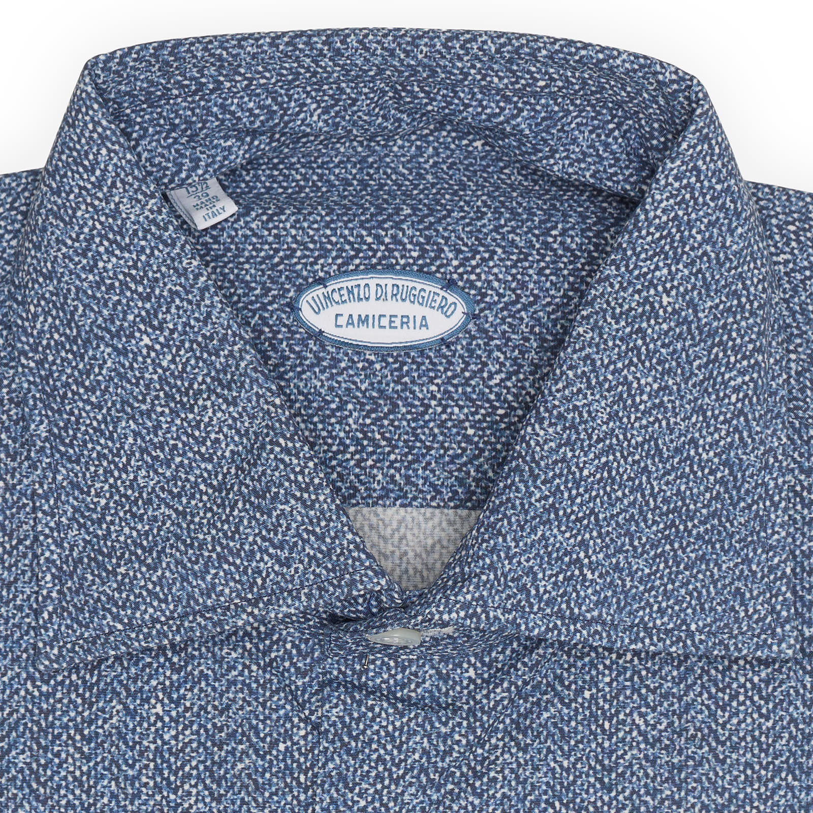 VINCENZO DI RUGGIERO Handmade Blue Cotton Shirt EU 39 NEW US 15.5