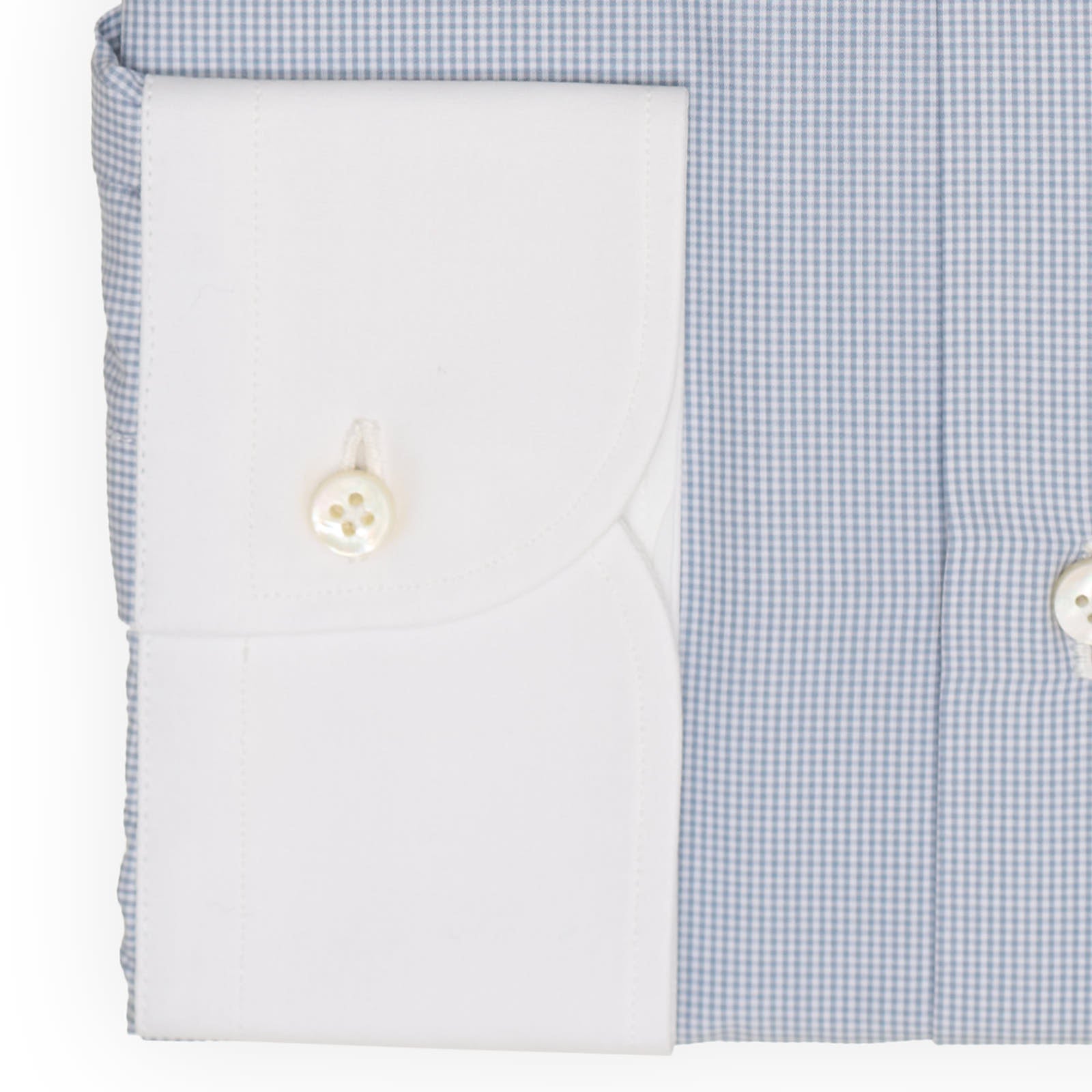 VINCENZO DI RUGGIERO Handmade Blue Windowpane Cotton Dress Shirt EU 46 NEW US 18