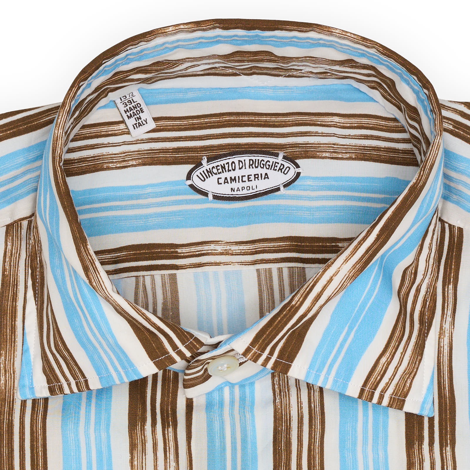 VINCENZO DI RUGGIERO Multicolor Striped Cotton Shirt EU 39 NEW US 15.5