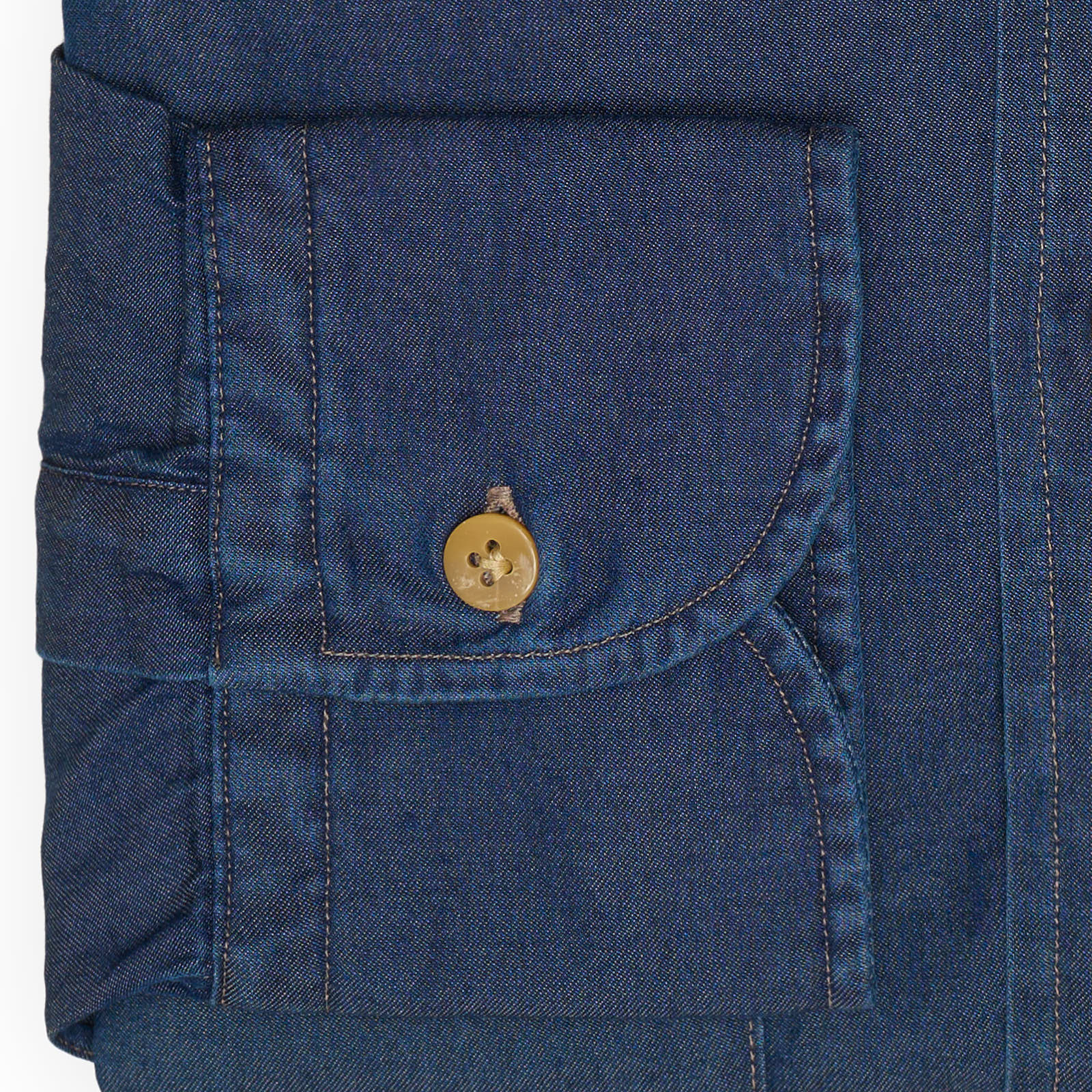 VINCENZO DI RUGGIERO Denim Blue Front Pocket Cotton Shirt EU 39 NEW US 15.5