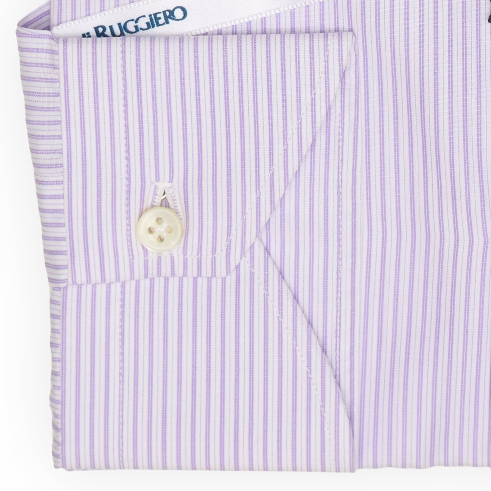 VINCENZO DI RUGGIERO Handmade Purple Striped Cotton Dress Shirt EU 39 NEW US 15.5