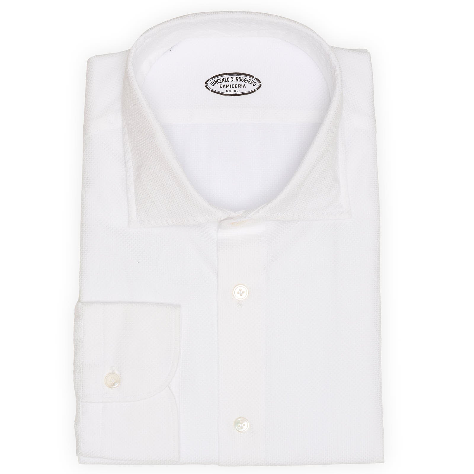 VINCENZO DI RUGGIERO Handmade White Cotton Dress Shirt EU 45 NEW US 18