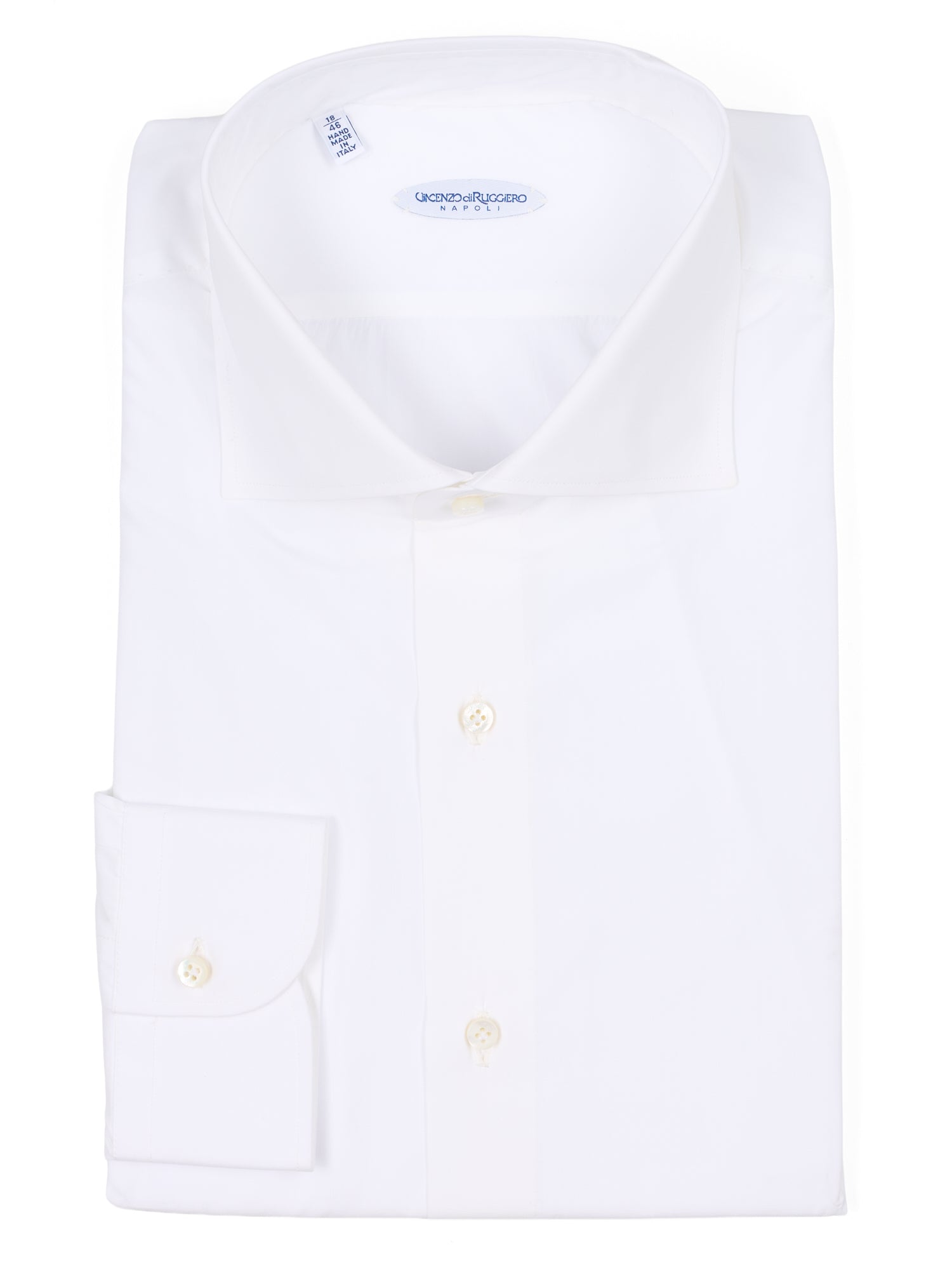 VINCENZO DI RUGGIERO Handmade White Cotton Dress Shirt